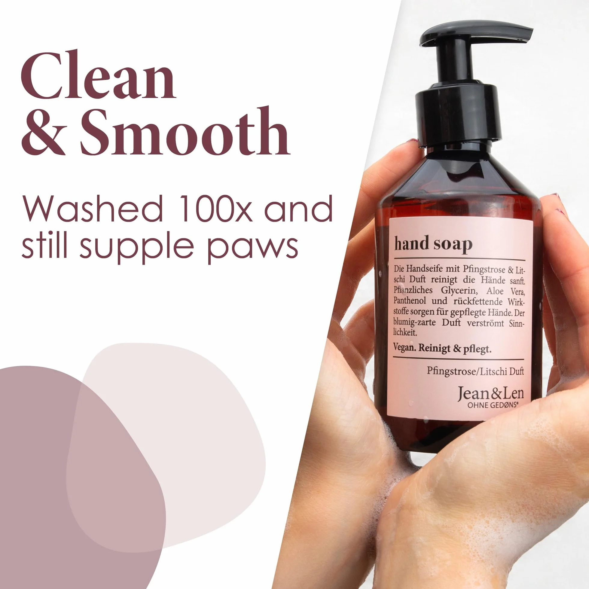Jean & Len Jabón de manos Peony & Lychee 250 ml líquido vegano sin parabenos