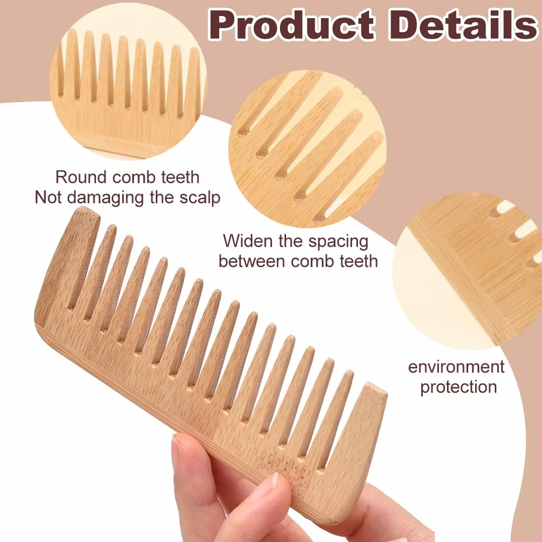 Peine de Madera Duradero de Bambú Natural para Hombres y Mujeres