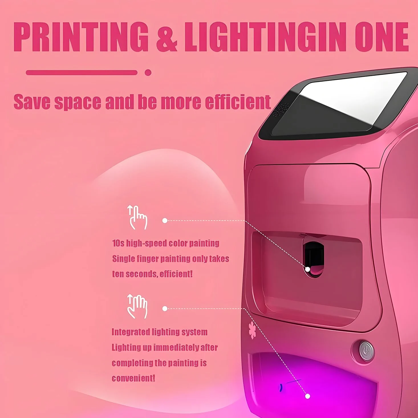 Máquina Inteligente para Pintar uñas 3D, Impresora portátil Digital móvil para decoración de uñas con Pantalla táctil, Belleza y Cuidado Personal para uñas en casa de niñas Pink