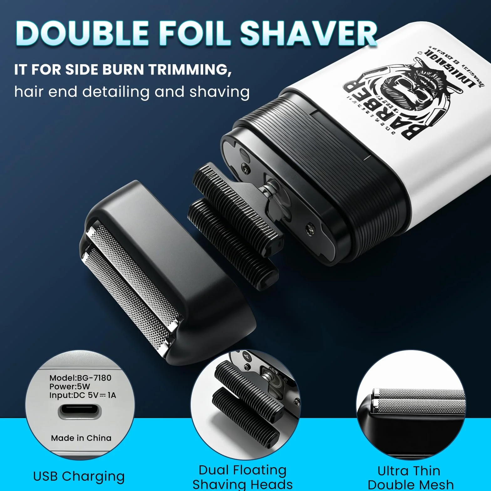 Cortapelos profesional inalámbrico recargable hombre, recortadora barba afeitadora eléctrica LCD 8 peines guía kit