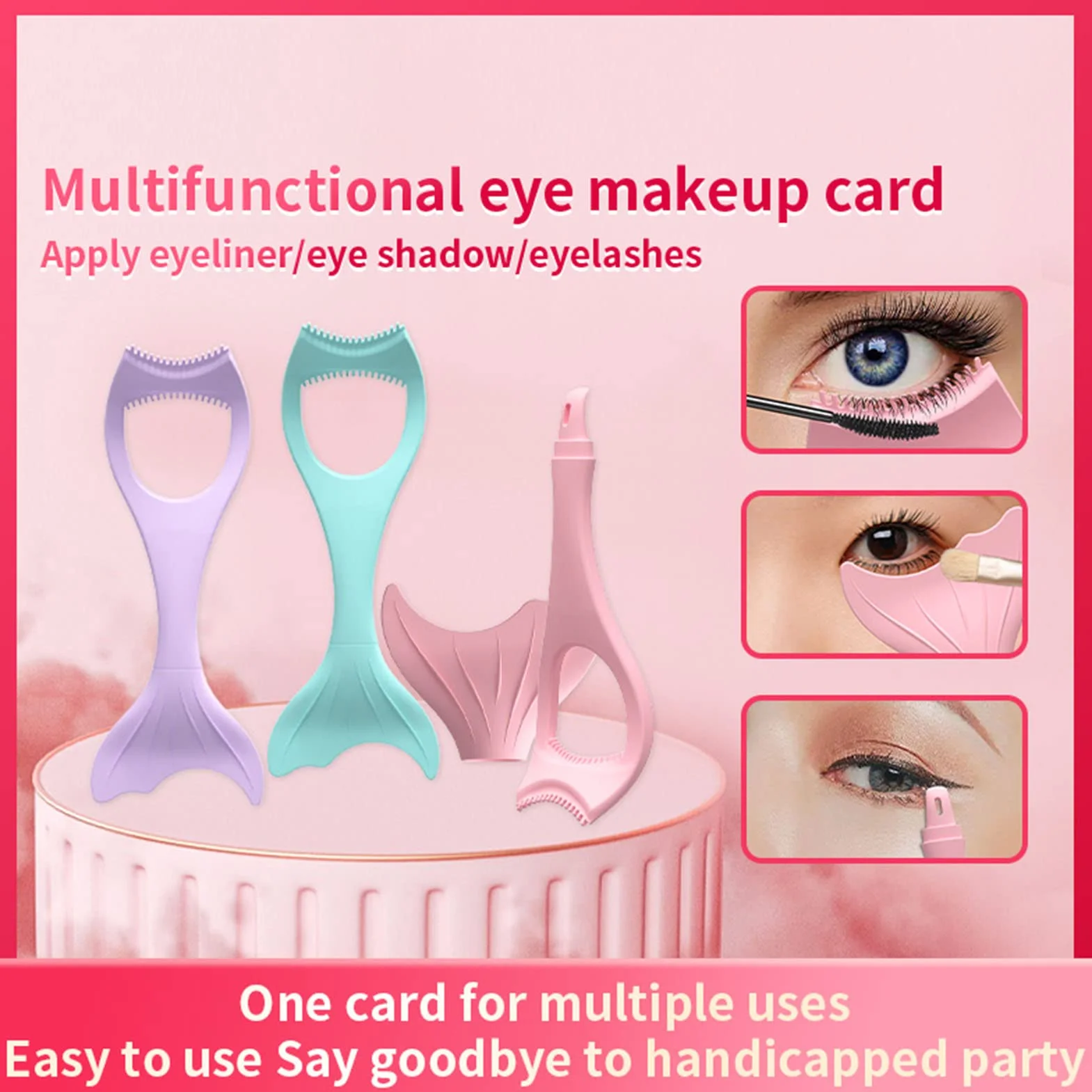 KIMISS Plantilla de Delineador de Ojos con Alas de silicona: Herramienta Reutilizable y Flexible para Aplicar Delineador de Ojos y Rímel sin Esfuerzo (PINK)