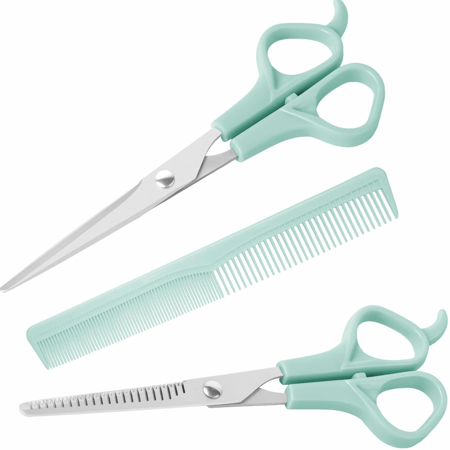 LOPHE Tijeras Peluqueria Profesional 3 Piezas Kit Acero Inoxidable Azul Claro