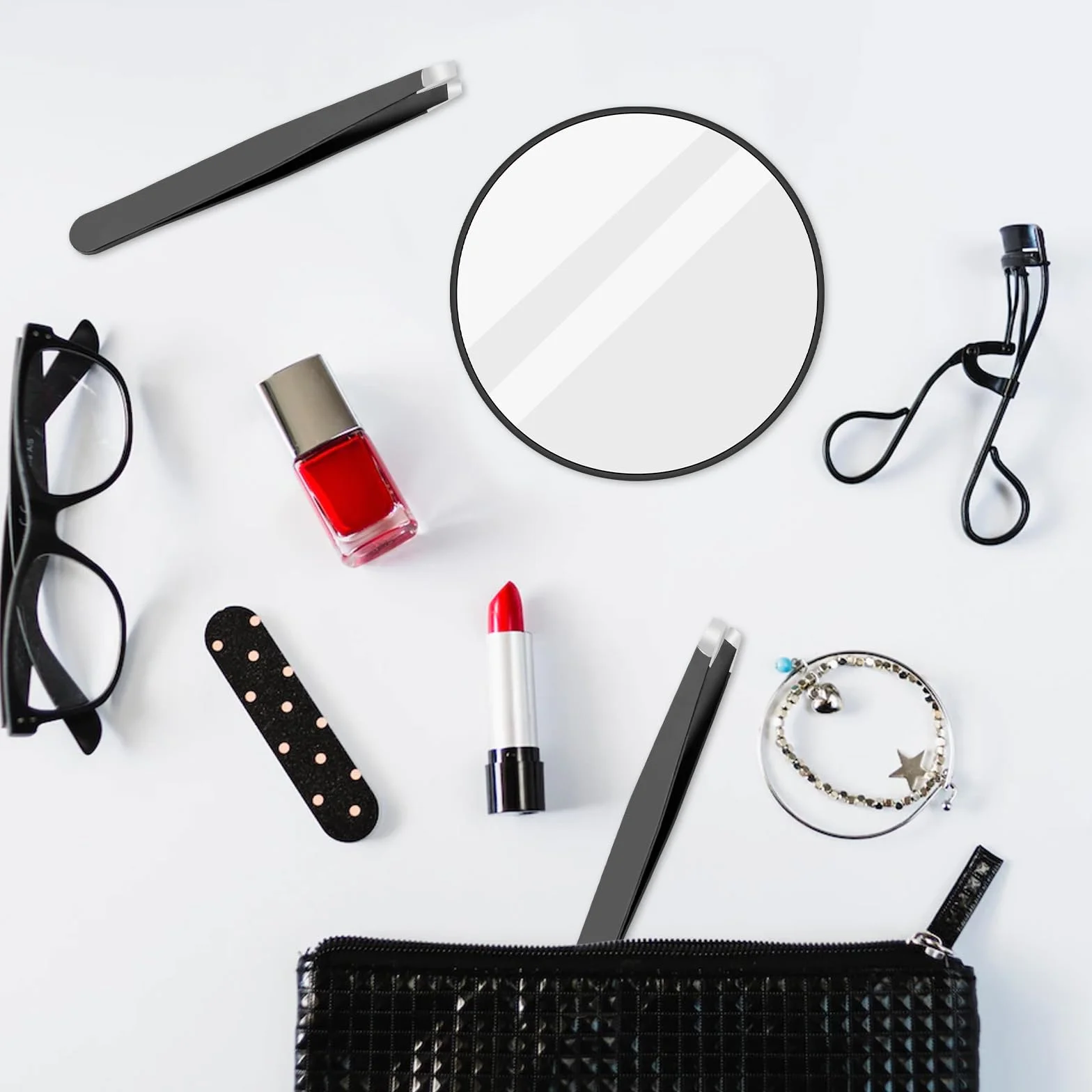 Espejo de aumento 30X con ventosa y pinzas para maquillaje, baño y viaje