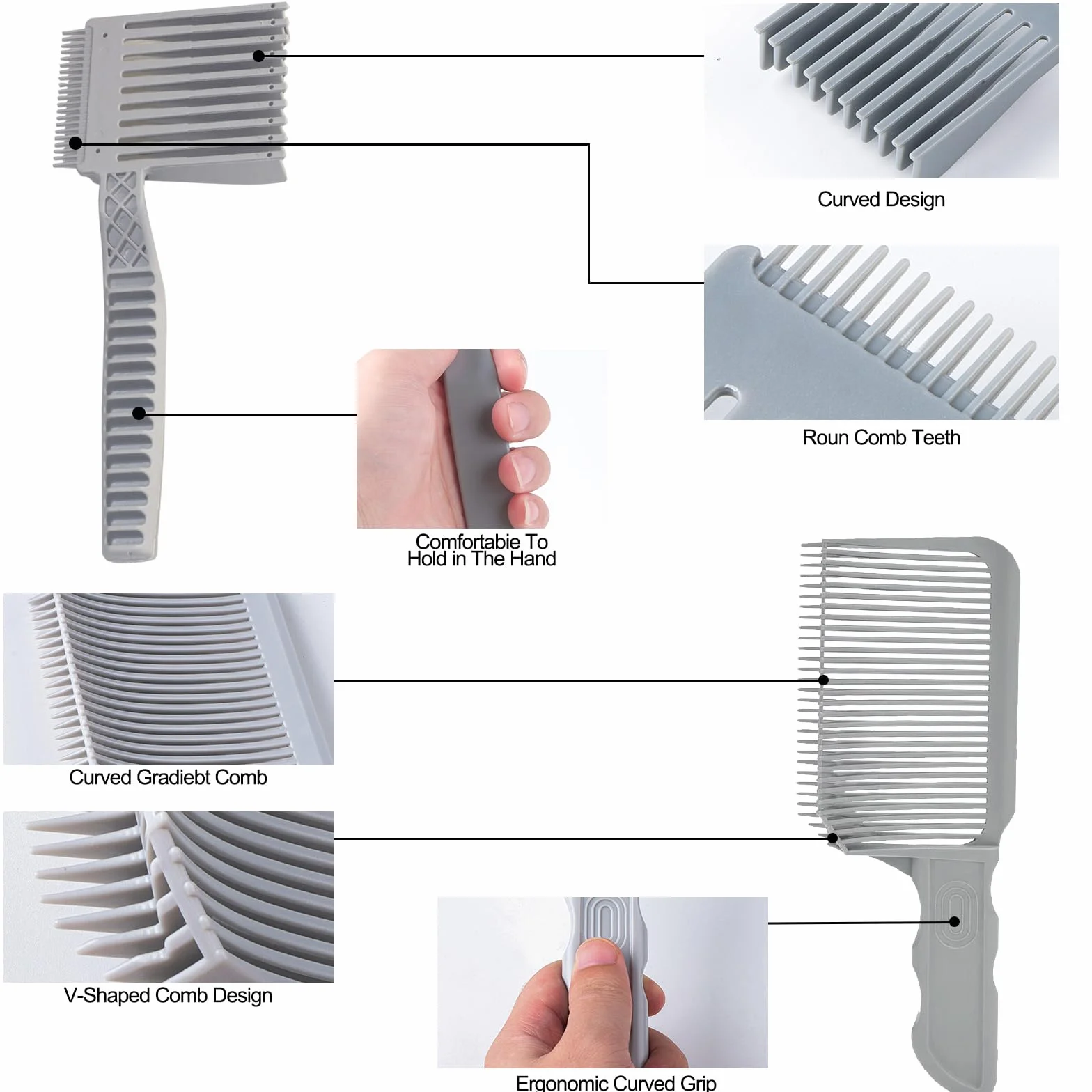 Plantilla de Transición de Peluquería, Peine Ajustable de Silicona para Cortar el Pelo, Cinta de Corte Curvado