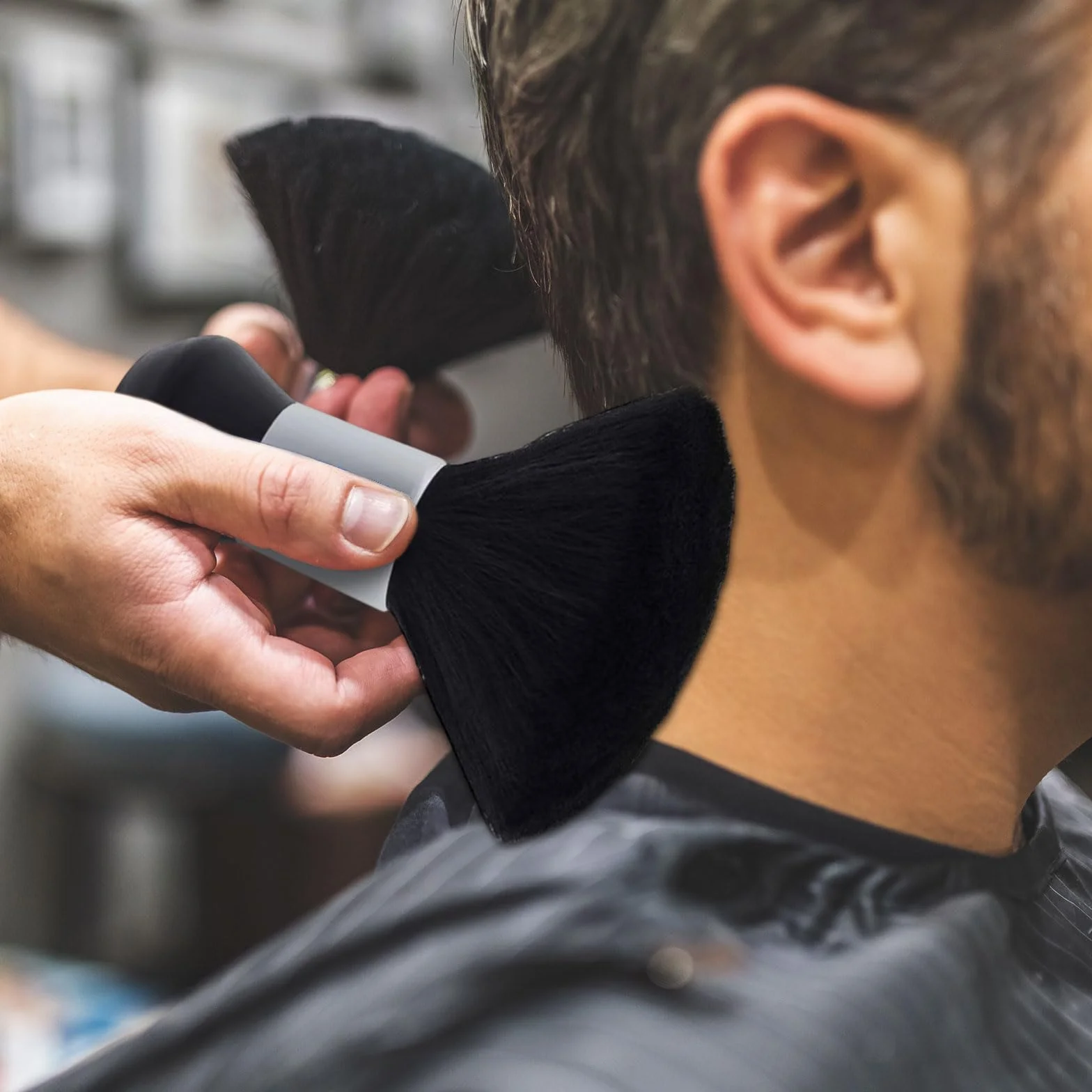 Cepillo de Cuello para Peluquería, Brocha Profesional para Barbero, Accesorio de Salón (Negro)