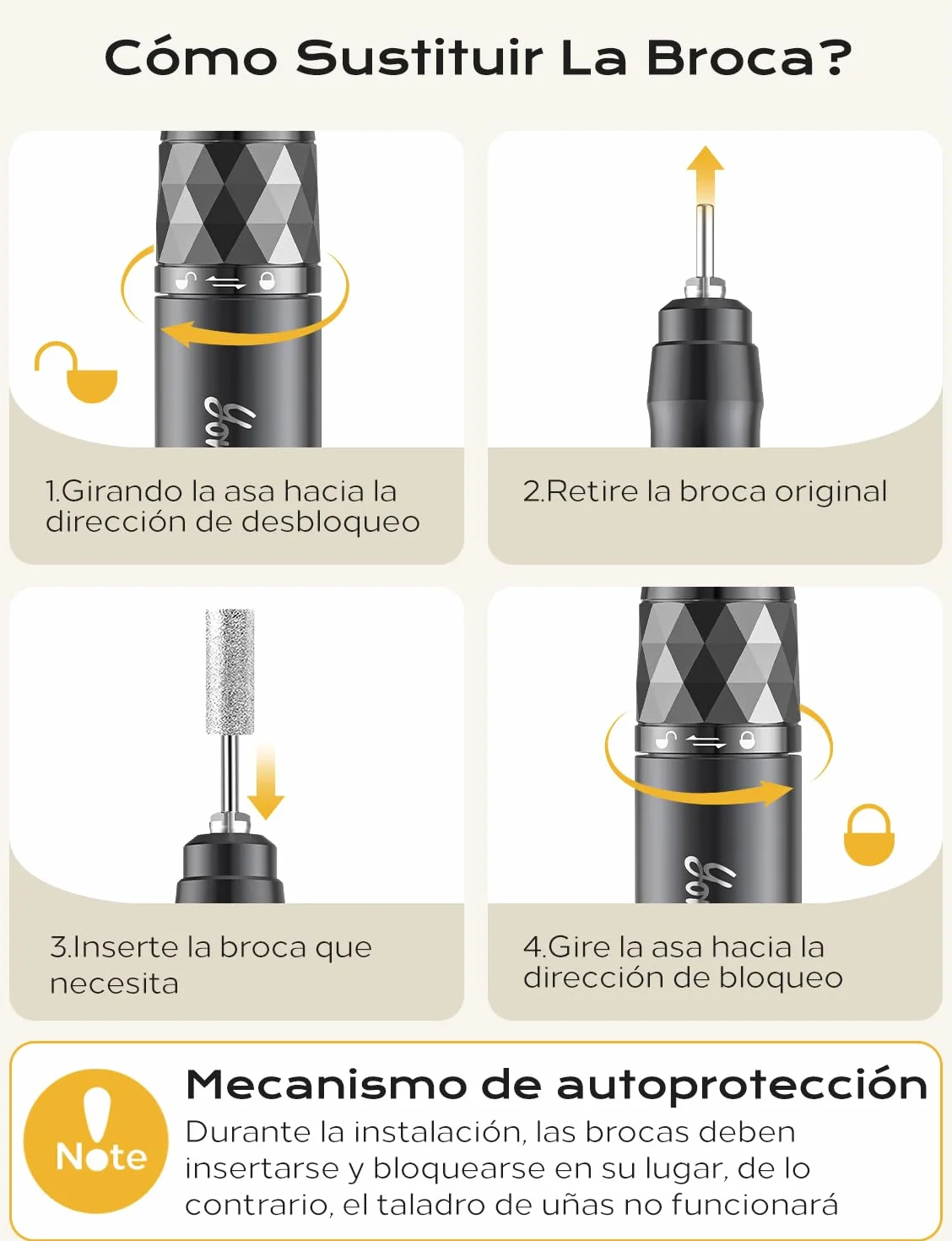 torno para uñas profesional 35000 RPM USB recargable 10H+ duración de la batería con 12 brocas lima electrica uñas para uñas de acrílico y gel- torno de uñas portátil para salón y uso doméstico