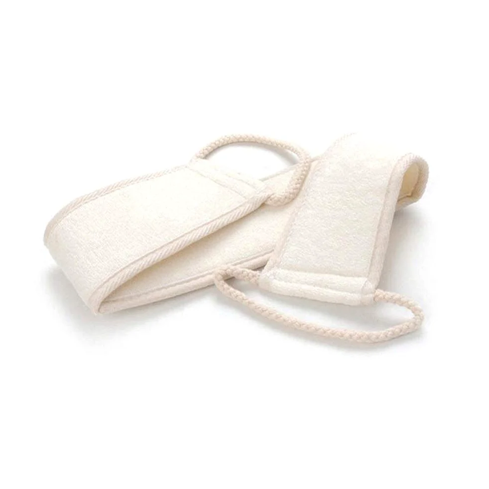 AKAZI Toalla Exfoliante, Esponja Vegetal para Fregar la Espalda con Mango para Ducha y baño, Exfoliante Largo, Cepillo de Doble Cara para Hombres y Mujeres, Guantes exfoliantes