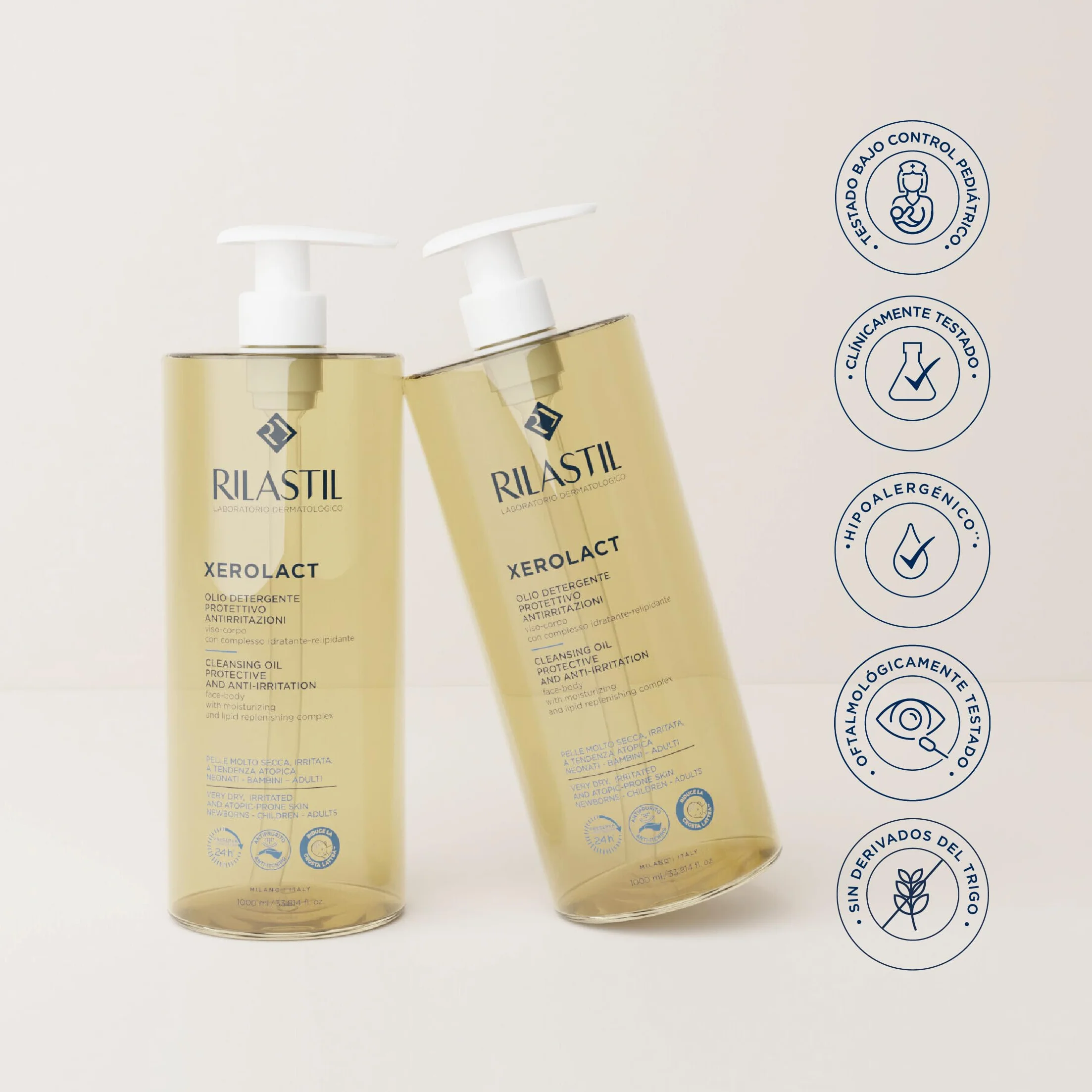 Rilastil Xerolact Aceite Limpiador Protector Piel Muy Seca Atópica Gel Ducha Hidratante Antipicor Aceite Arroz Almendras