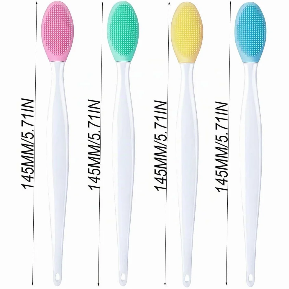 Cepillo Exfoliante de Silicona Doble Cara 4 Pcs Labios Suave