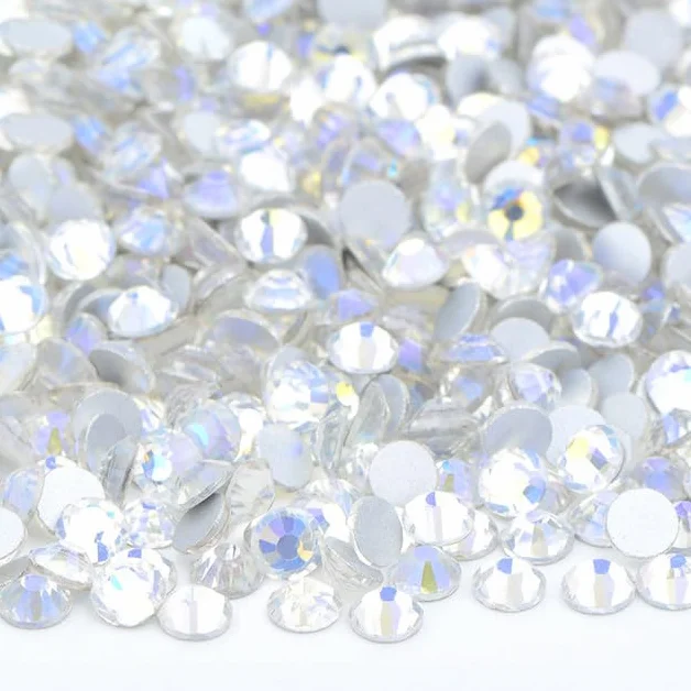 Wholesale 100 Bruto SS6 8 10 12 16 20 30 Cristal Rosa Violeta Parte trasera plana Cristal Rhinestone Bulk Pegamento en la decoración de uñas Piedra-02 Crystal AB, ss6 100gr 14400pcs 40 Moon Shade ss10