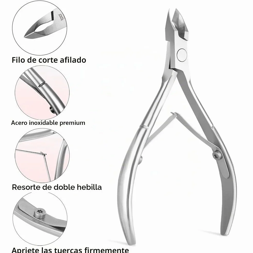 BEZOX Alicate para cutículas de acero inoxidable - cortador y removedor profesional