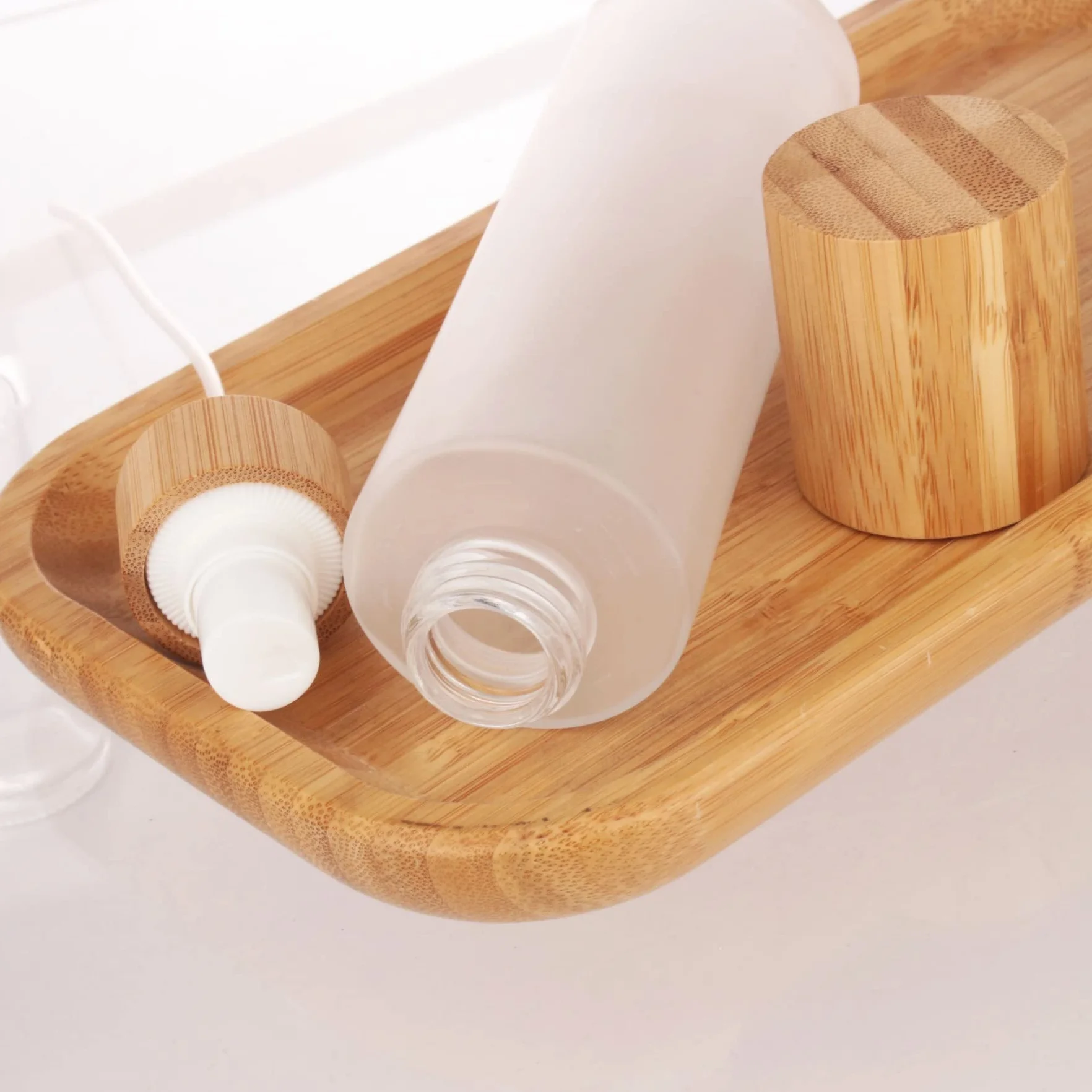COSIDEA 4 botellas de spray vacías 120 ml con tapa de bambú esmerilado para perfume