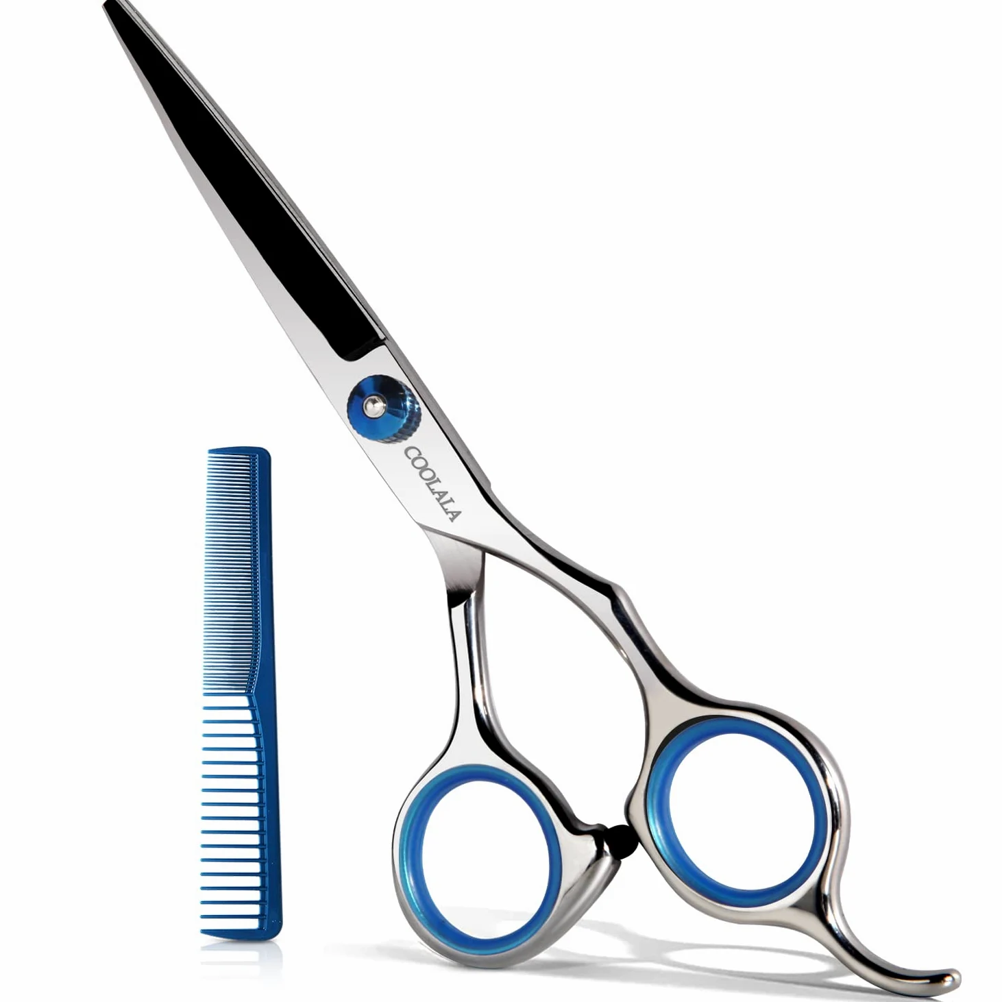 COOLALA Tijeras de corte de pelo de acero inoxidable de 6.5 pulgadas, tijeras de afeitar de peluquería profesionales, tijeras de corte de pelo, un peine incluido, uso doméstico para hombres, mujeres,