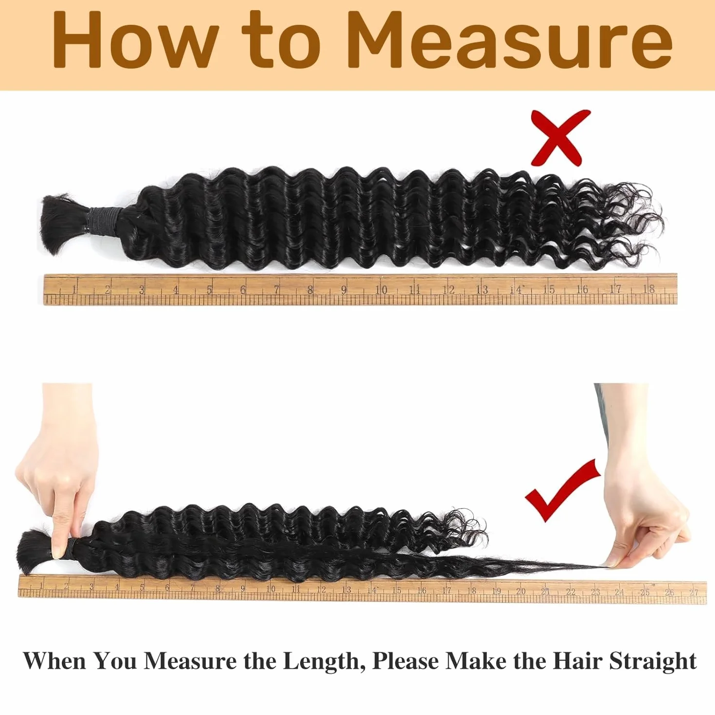 Cabello humano natural ondulado profundo 4/27 35 cm 50 g para trenzas boho sin trenza
