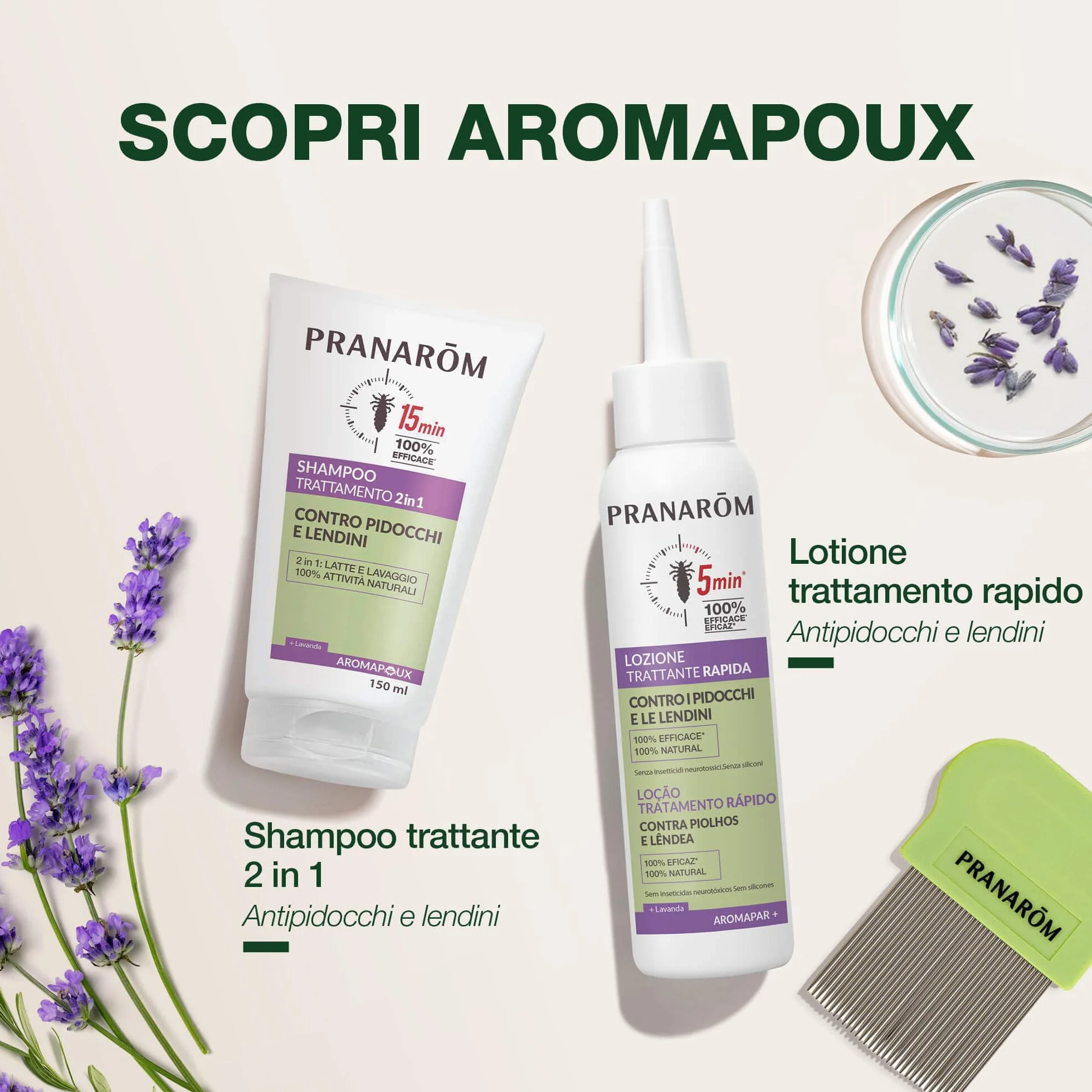 PRANARÔM Loción Antipiojos y Liendres Aromapar 100ml + Peine Lendreras