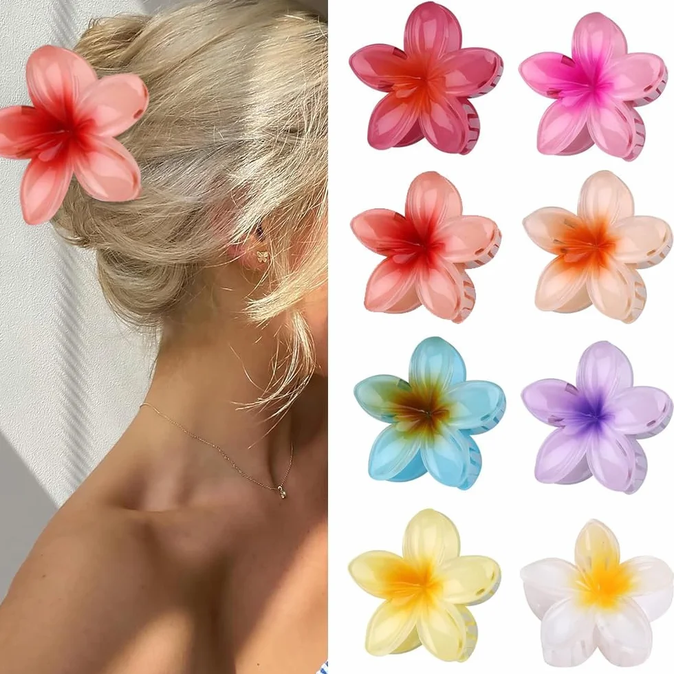 Pinzas Pelo Flor Grande 8cm Antideslizantes Mujer Niñas Hair Clips Hawaiana
