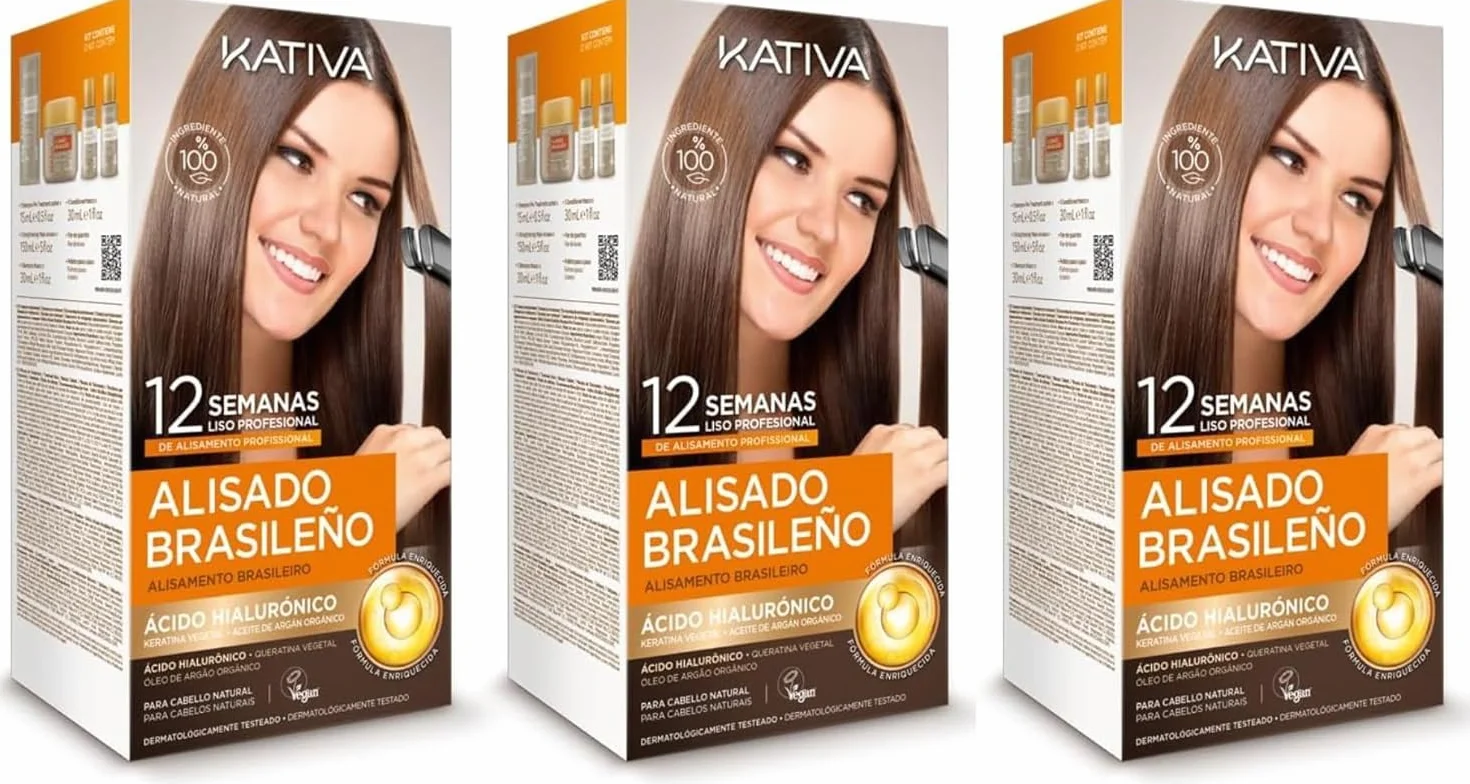 Kativa Kit Alisado Brasileño Tratamiento Profesional Keratina Pack 3