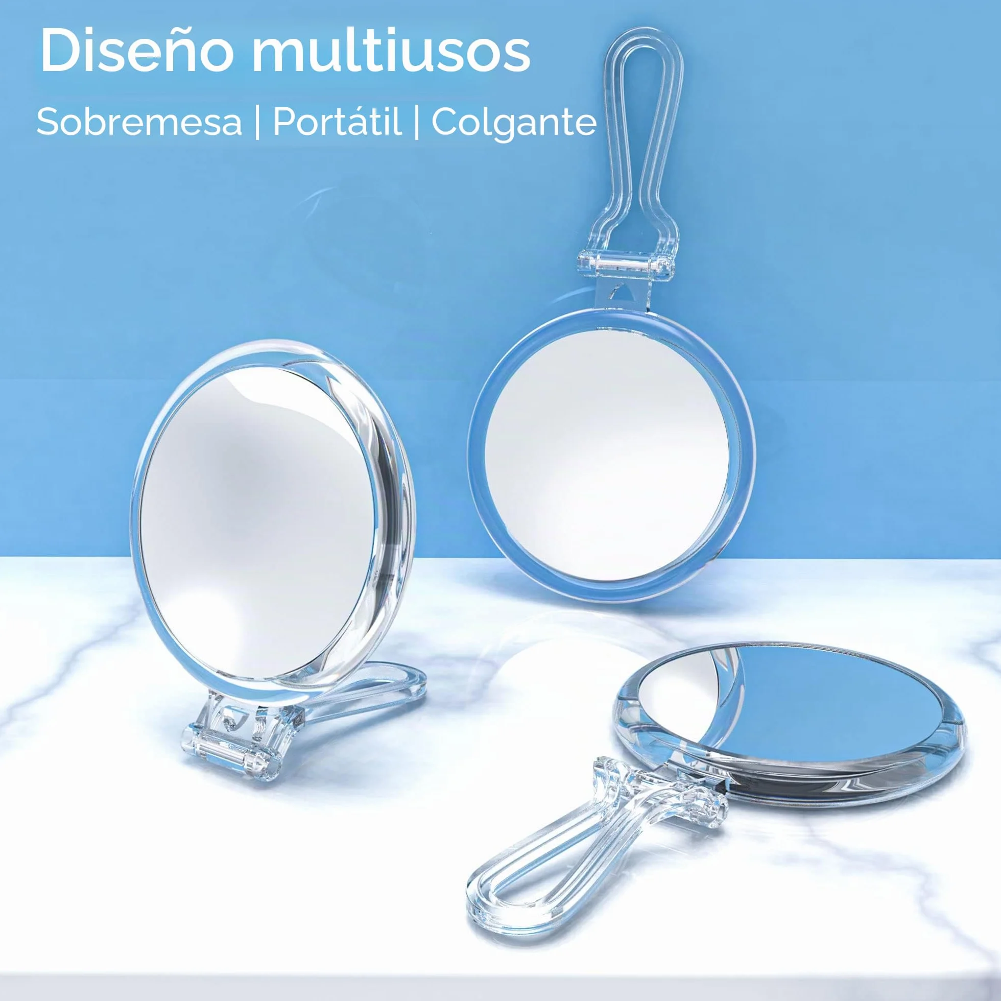 MIYADIVA Espejo de Maquillaje 30 Aumentos Doble Cara 1X/30X Espejo de Mano con Mango