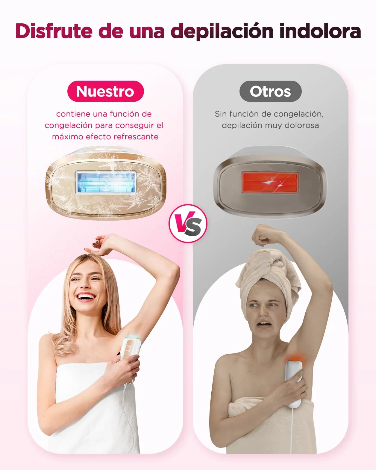 Depiladora Laser IPL con Refrigeración, 3 en 1, 9 Niveles, 999,900 Flashes, Luz Pulsada Indolora