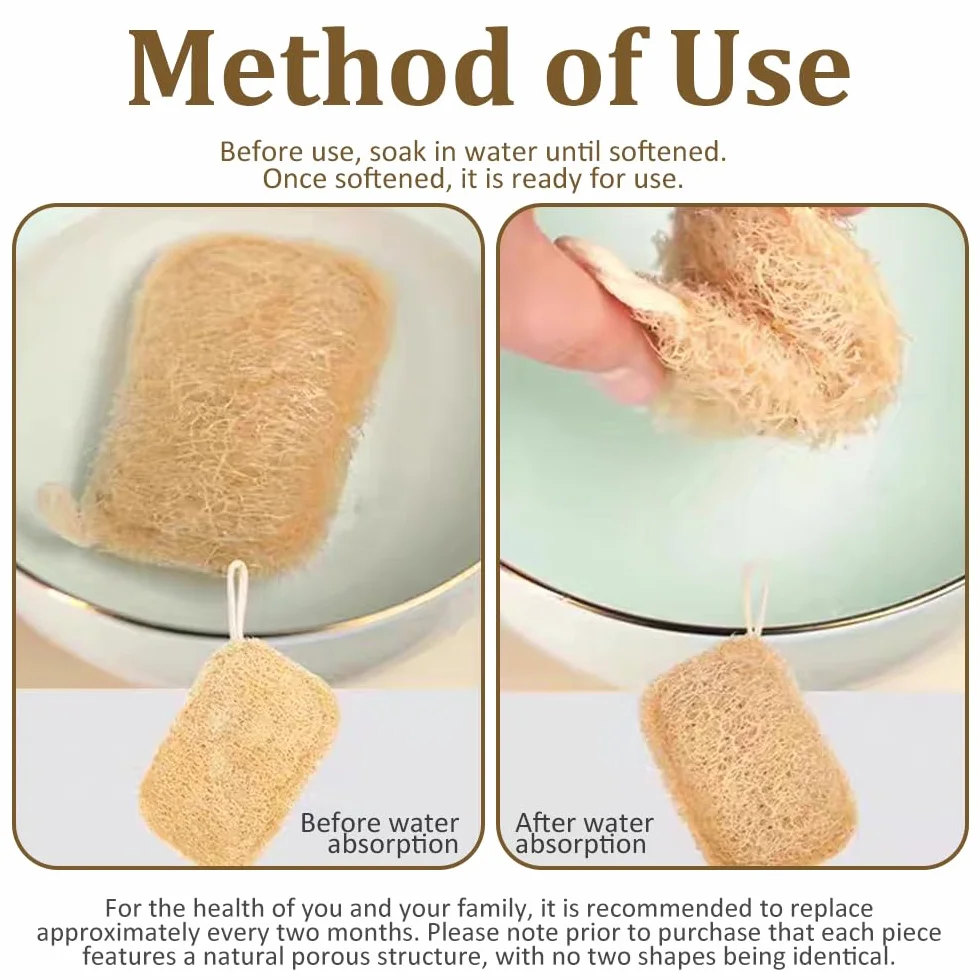 Esponja de lufa natural exfoliante corporal 3 unidades ecológica biodegradable para ducha y cuidado corporal