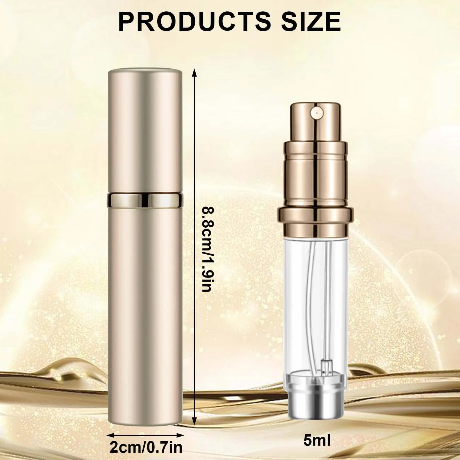 Colexy Atomizador Perfume Recargable 5ML Spray Portátil Mini Botella Viaje Champán
