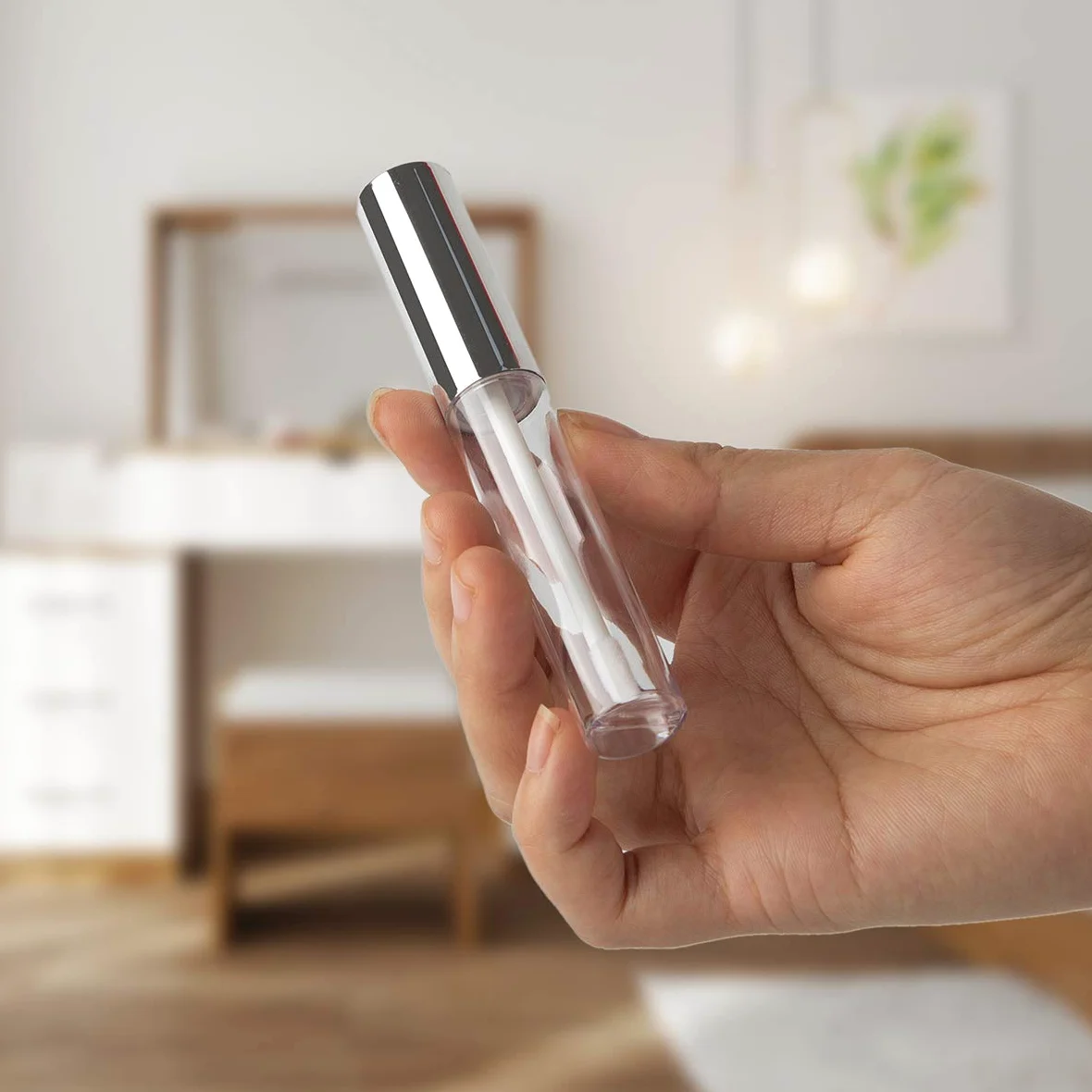 GTHERGTHER 10 contenedores vacíos de brillo de labios, 10 ml, tapa negra, aplicador, varita y embudo y tapones de goma para maquillaje de labios, rellenables., , , Plateado,, ]
