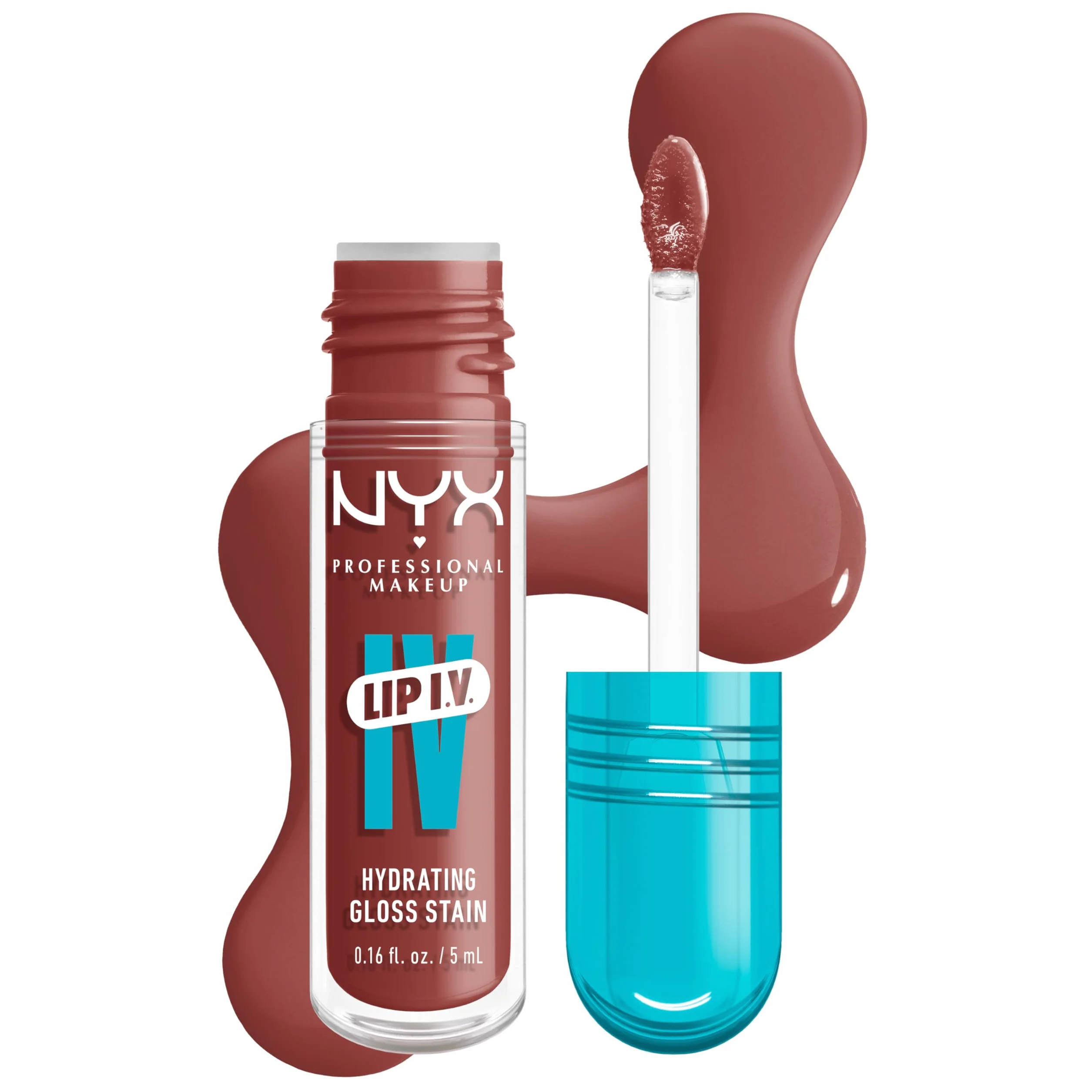 NYX Professional Makeup Lip IV Hydrating Gloss Stain, Hydra-Honey, Brillo de Labios Hidratante, Color y Brillo Efecto Húmedo, 12H Hidratación