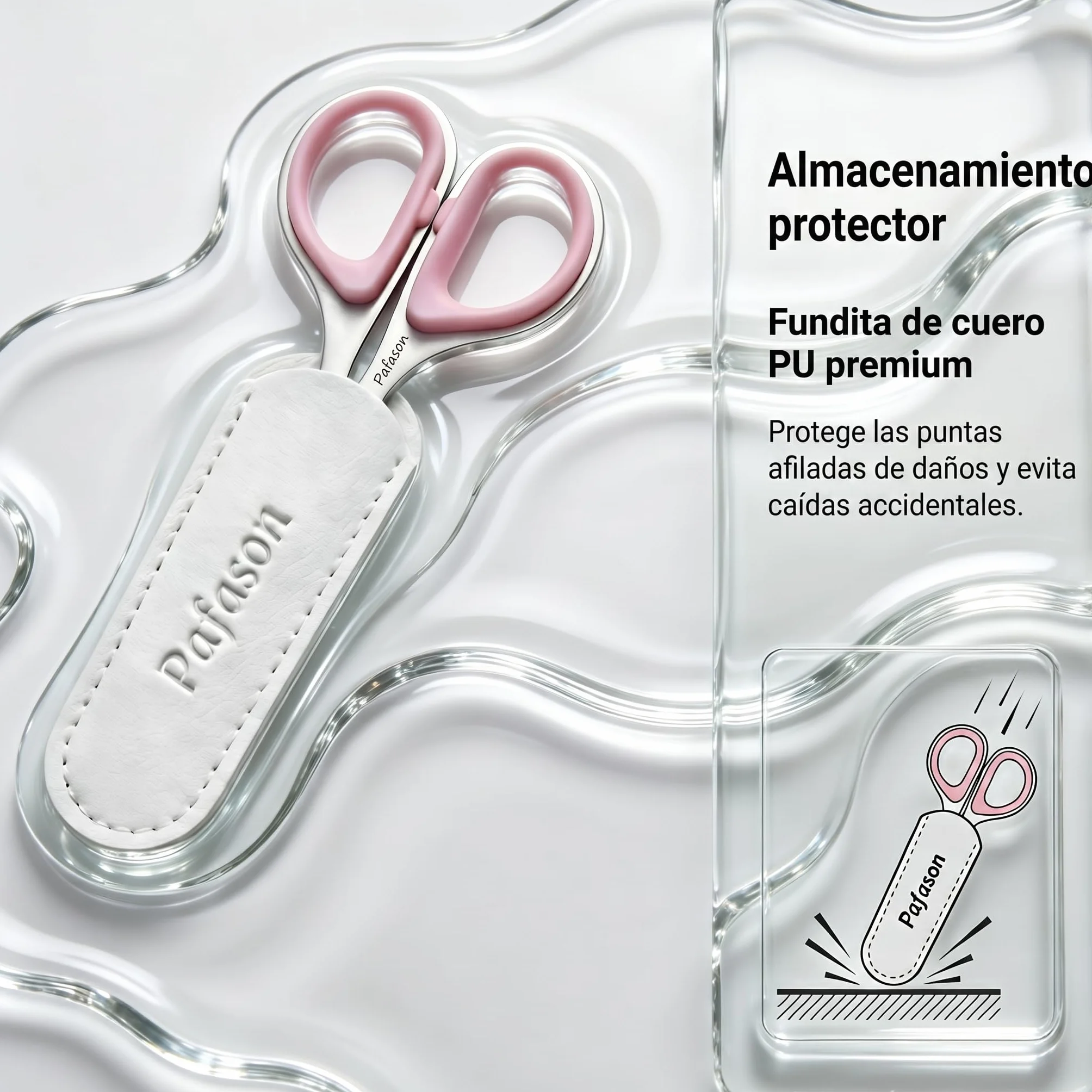 PAFASON Tijeras Cutículas 2 Piezas Punta Curva Recta Manicura Pedicura Estuche Cuero Premium