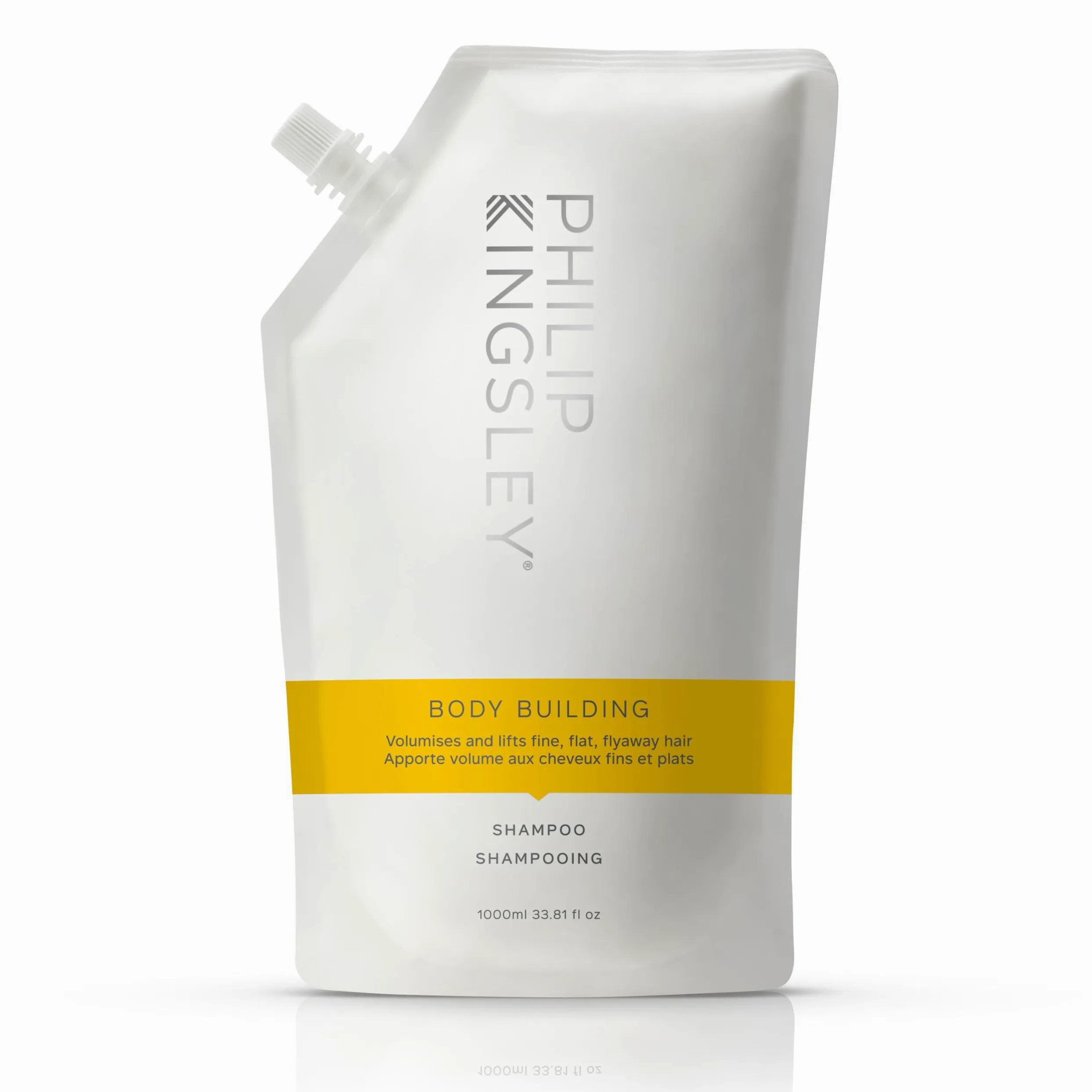 Philip Kingsley | Champú Weightless para Culturismo | Champú voluminizador para cabellos finos, laicos, lisos y sueltos | Bolsa de recarga de 1000ml