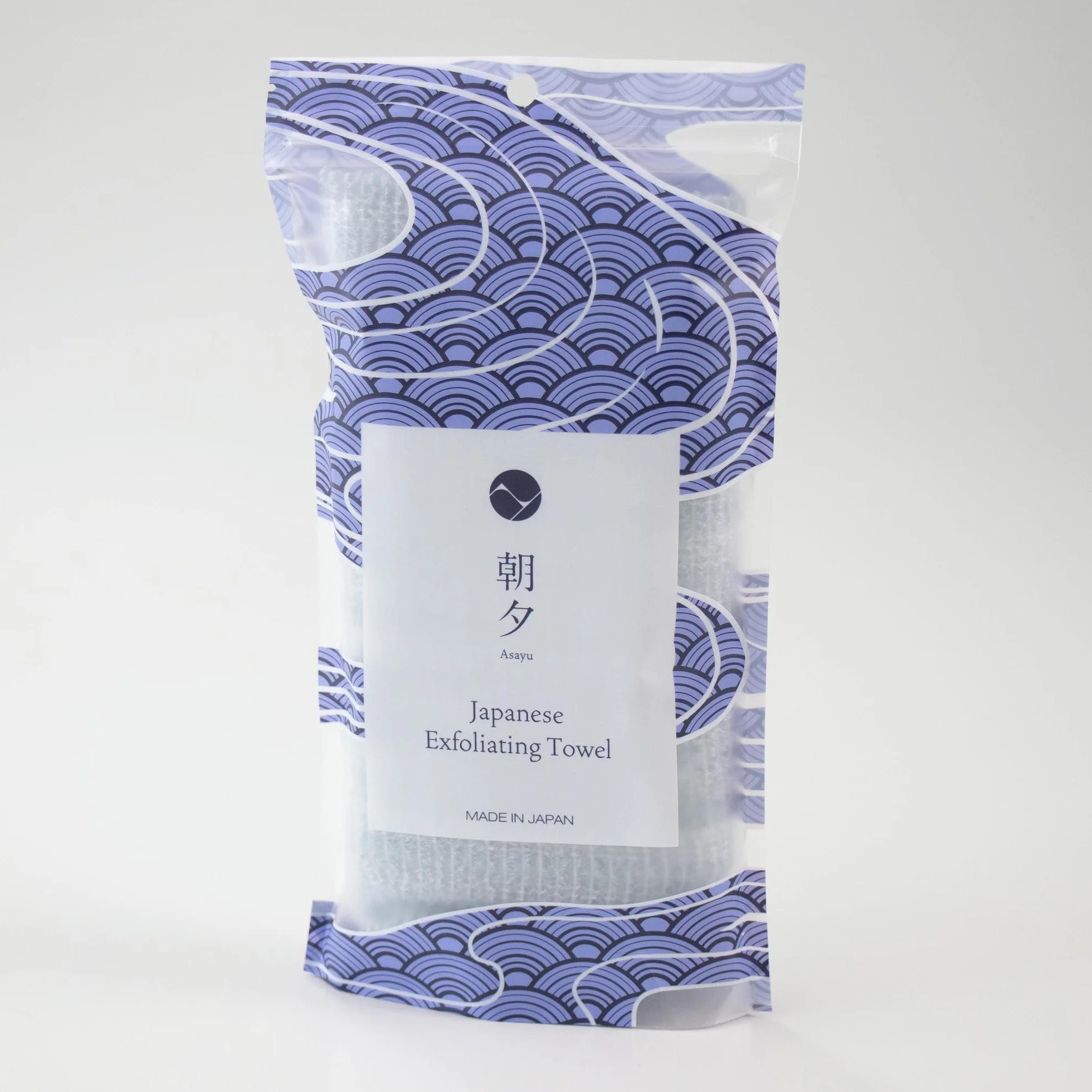 Toalla Exfoliante Corporal Asayu Japan de Nailon con Tejido Ondulado de Triple Trama
