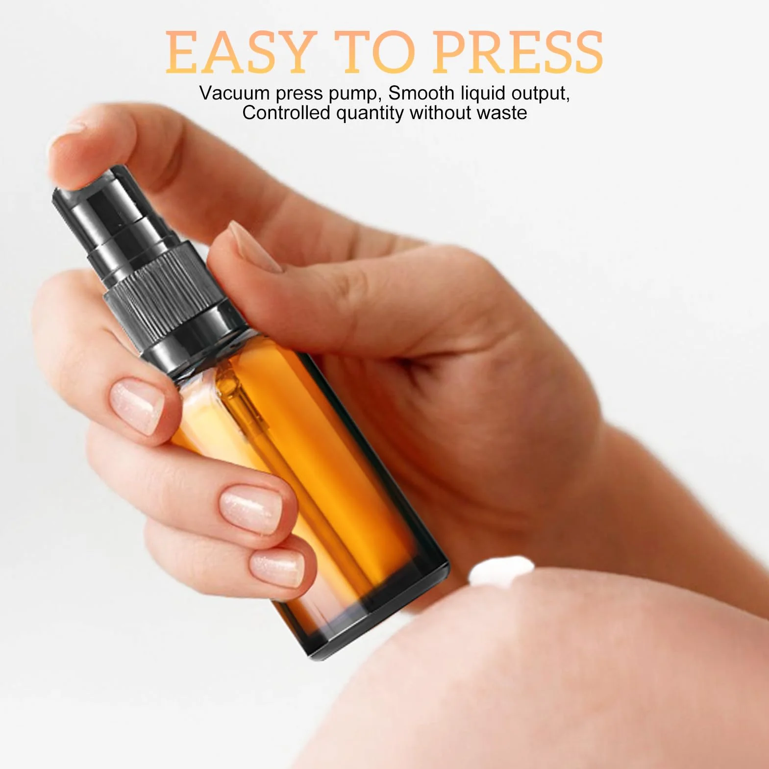 Botellas de Vidrio marrón vacías 30ml con Bomba, Rellenables para Loción y Aceites Esenciales, Protección UV