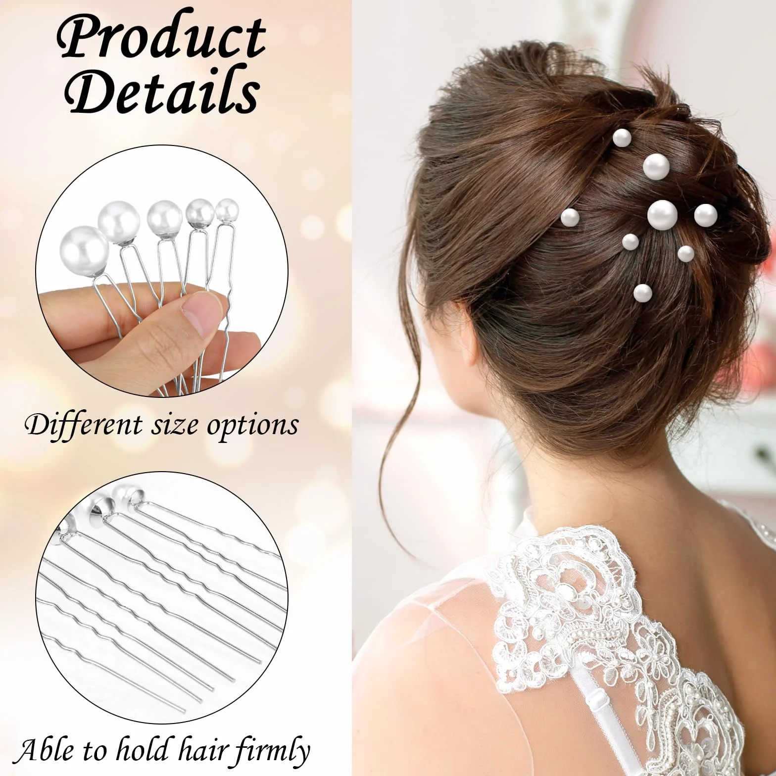 Horquillas Para El Pelo De Perlas De Boda JIEYAO, Accesorios Para El Cabello De Perlas, Horquillas En Forma De U Con Diamantes De Imitación