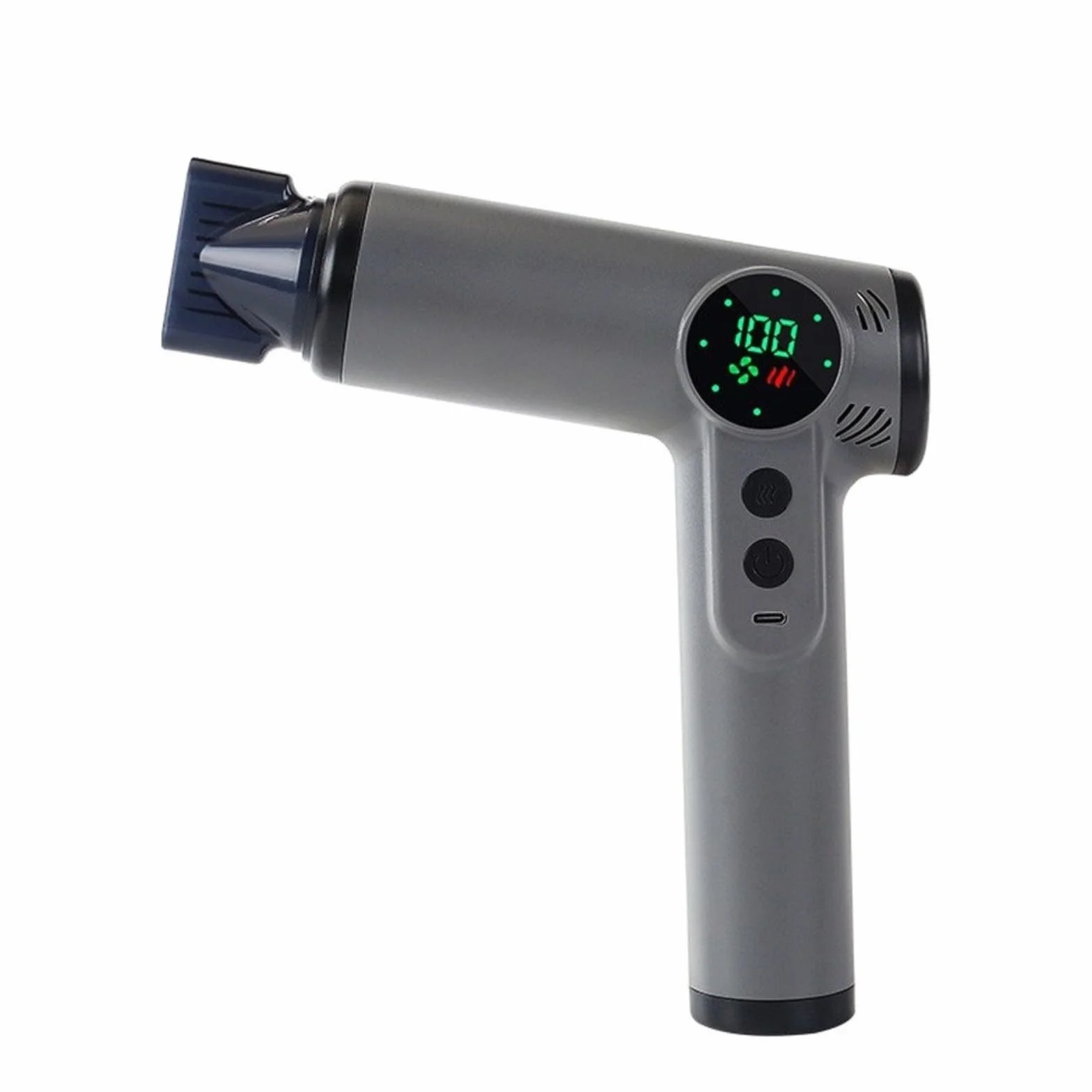Secador de pelo portátil inalámbrico recargable por USB, secador de pelo de viaje con boquilla, ligero, ABS, compacto, para uso en casa, gimnasio, viajes (gris)