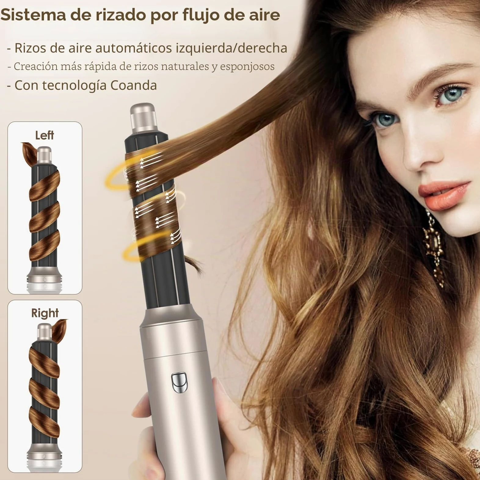 Cepillo Secador De Pelo, 1000W Air Styler Set,Cepillo De Aire Caliente Multifunción,Moldeador Pelo With Riza 3 Temperaturas, Tecnología Ion,Cepillo Alisador para Da Volumen, Alisa y Seca