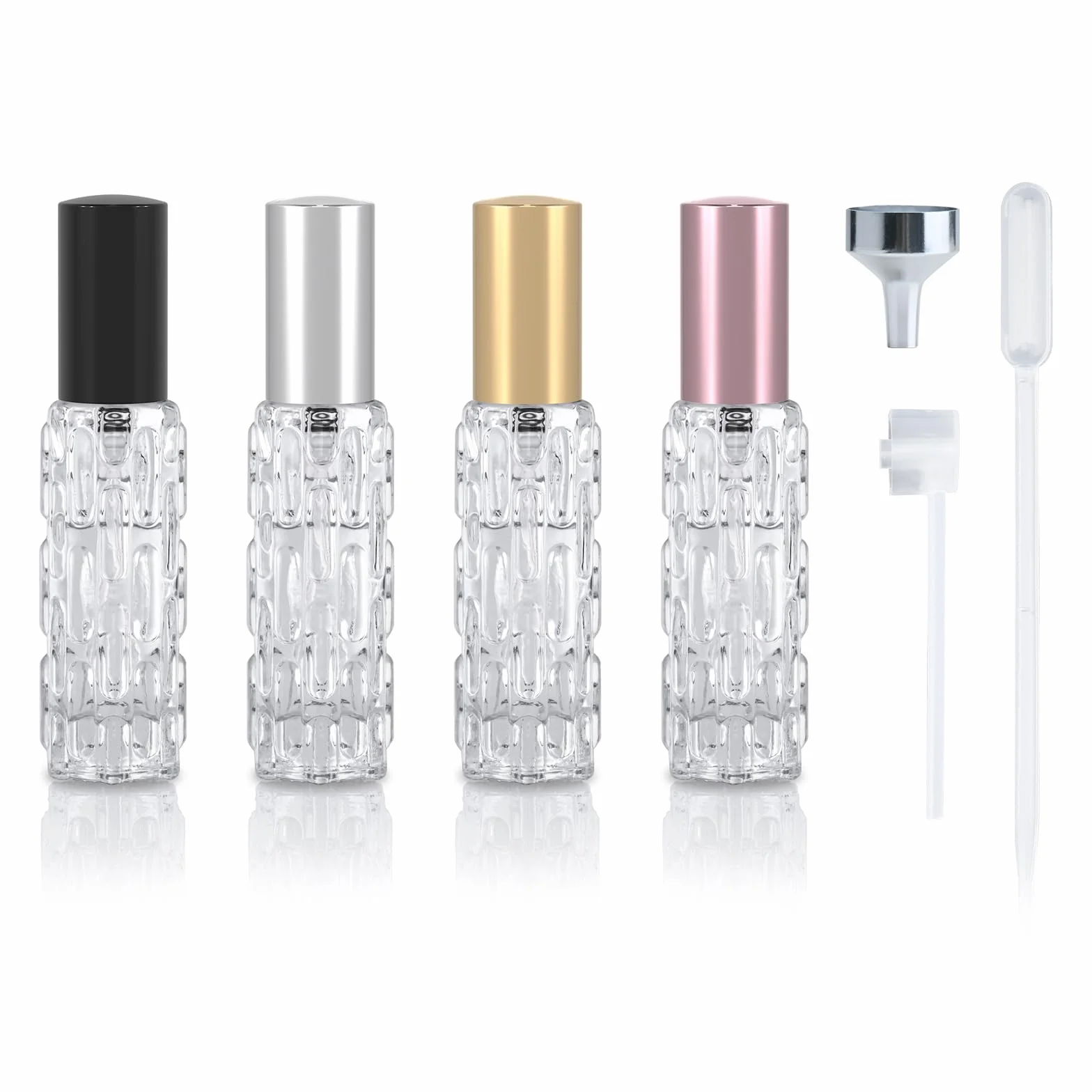Atomizador Perfume Recargable 10ml 4 Piezas, Bote Colonia Viaje Rellenable, Pulverizador Pequeño, Decants Vidrio, Mini Frasco Portátil Multicolor