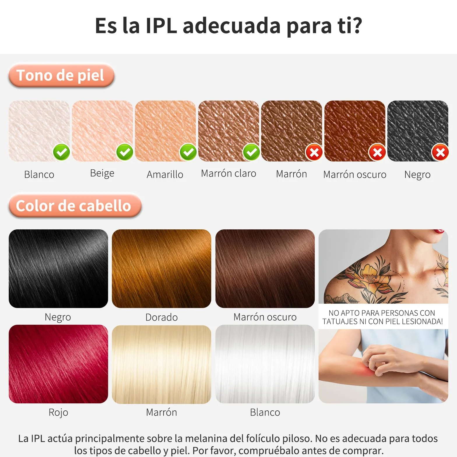 Depiladora Laser IPL 6,8cm² Gran Calibre 3 en 1 9 Niveles de Energía para Bikini Axilas Cara Cuerpo Oro Rosa