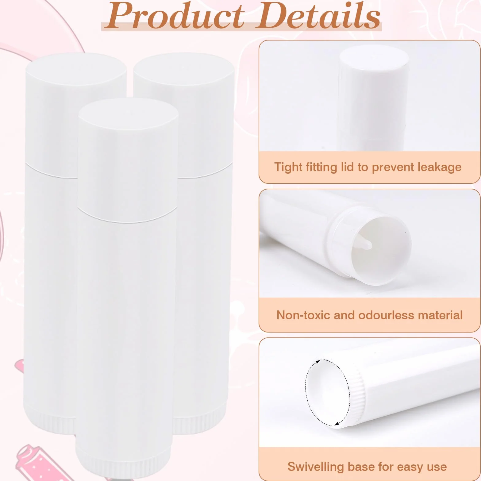 60Pcs Envases Labiales Vacios, Bote Balsamo Labial, Tubo de Lápiz Labial Blanco, con Cuchara y Cuentagotas para DIY Bálsamo Labial