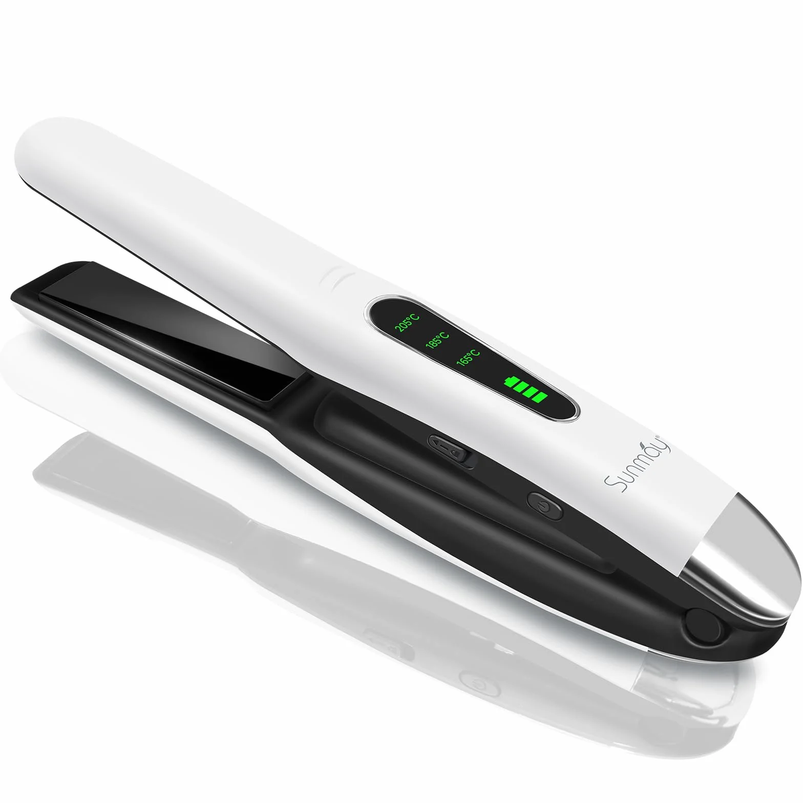 SUNMAY Voga Plancha Pelo Inalambrica 2 en 1, Plancha de Pelo y Rizador de Titanio Portátil, Mini Plancha Pelo Viaje USB 5000 mAh, 3 Niveles de Temperatura, Calentamiento Rápido (Blanco)