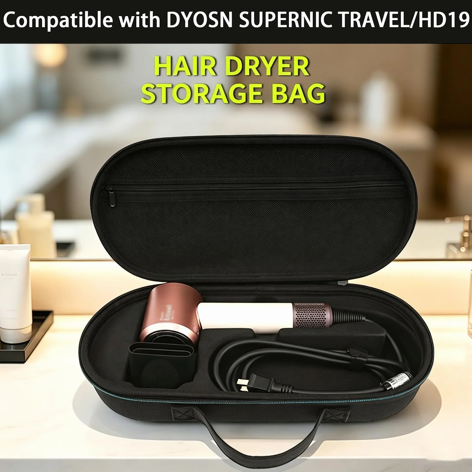 Funda de transporte compatible con Dy-Son Supernic Travel/HD19, tela Oxford impermeable, a prueba de golpes y resistente a los arañazos, bolsa de almacenamiento de viaje para secador de