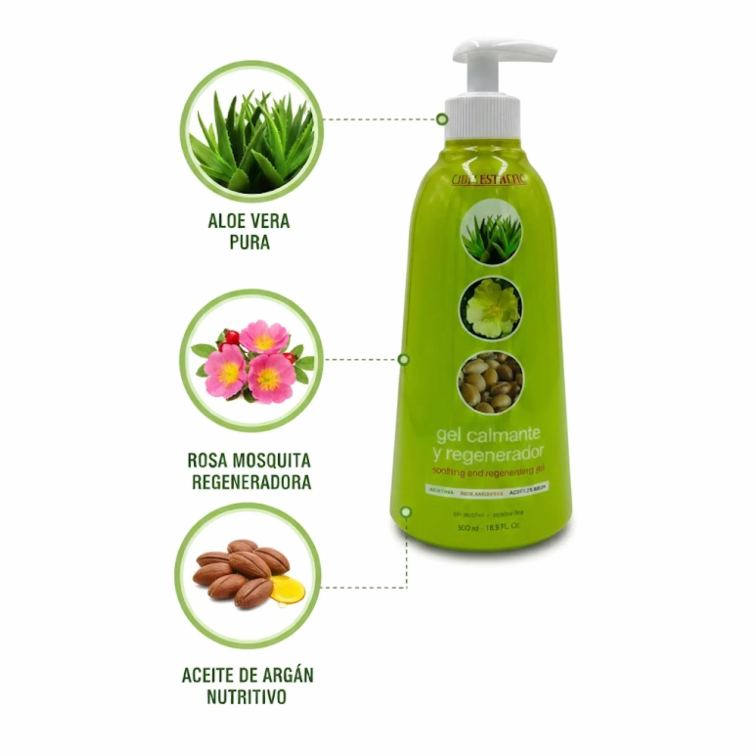 Cibelesthetic Gel de Aloe Vera Puro con Rosa Mosqueta y Aceite de Argán - Regenerador Intensivo 5L