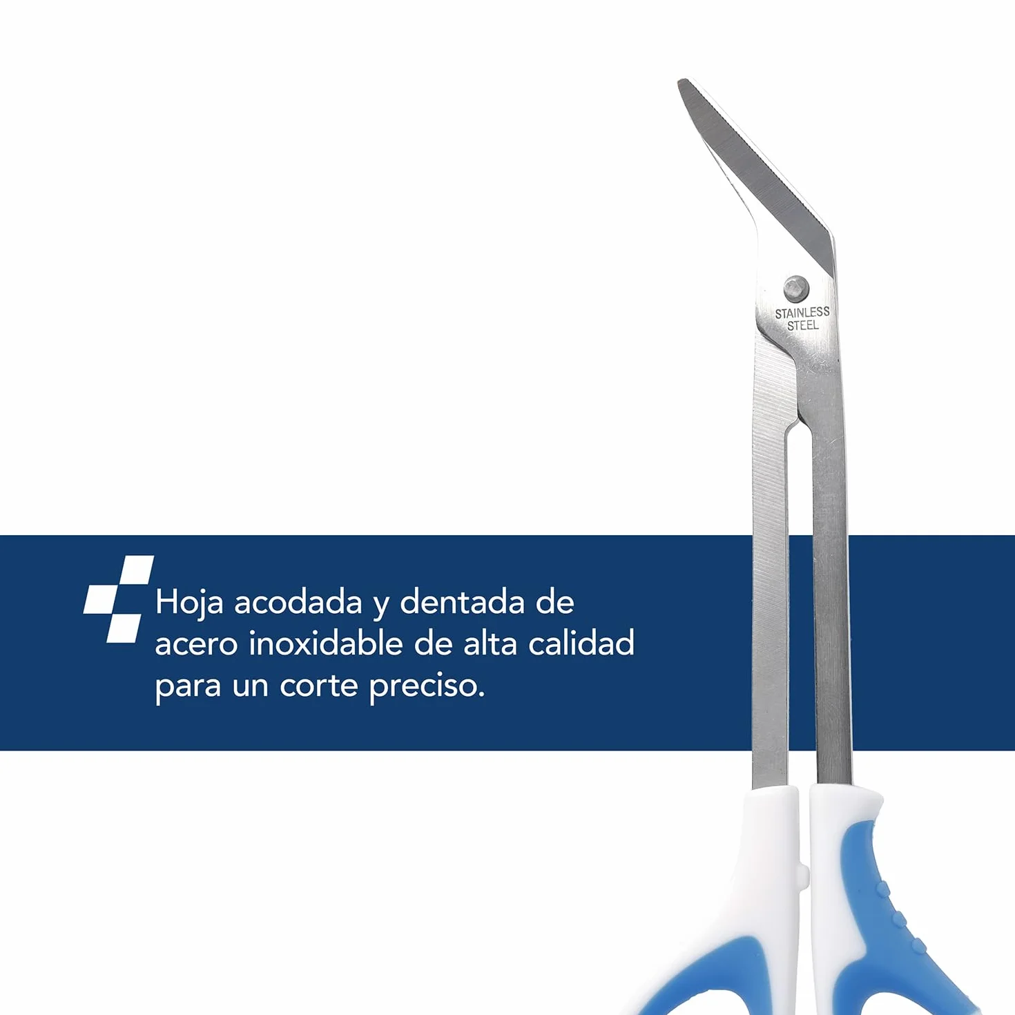 Tijeras First Aid Only acero inoxidable 21 cm mango extralargo hoja en ángulo blanco/azul