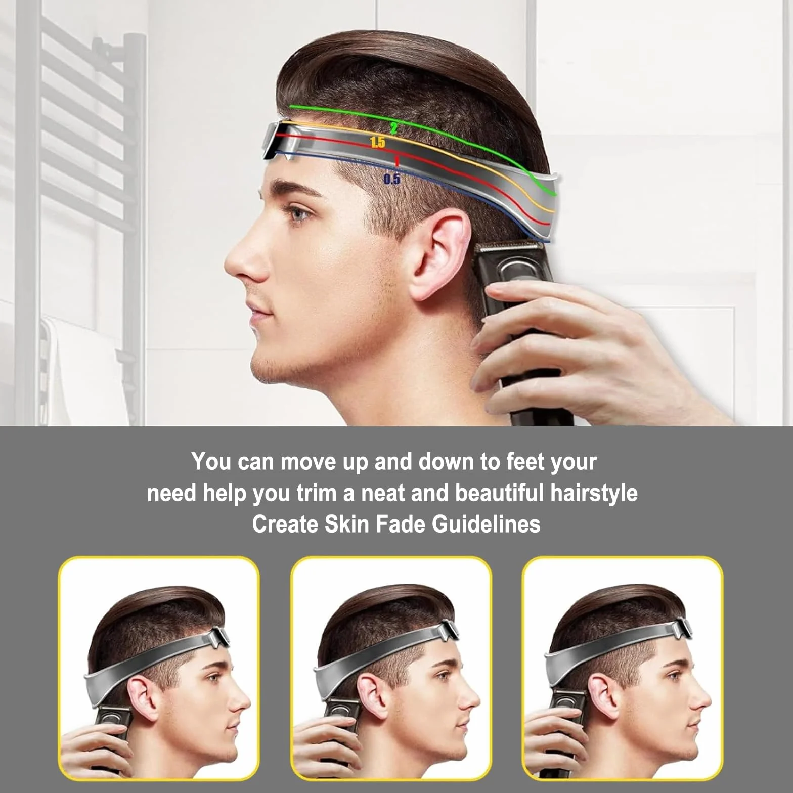 Plantillas de Afeitado para Escote, Bandas de Pelo de Silicona Curvadas, Guía de Corte Ajustable para Cabello