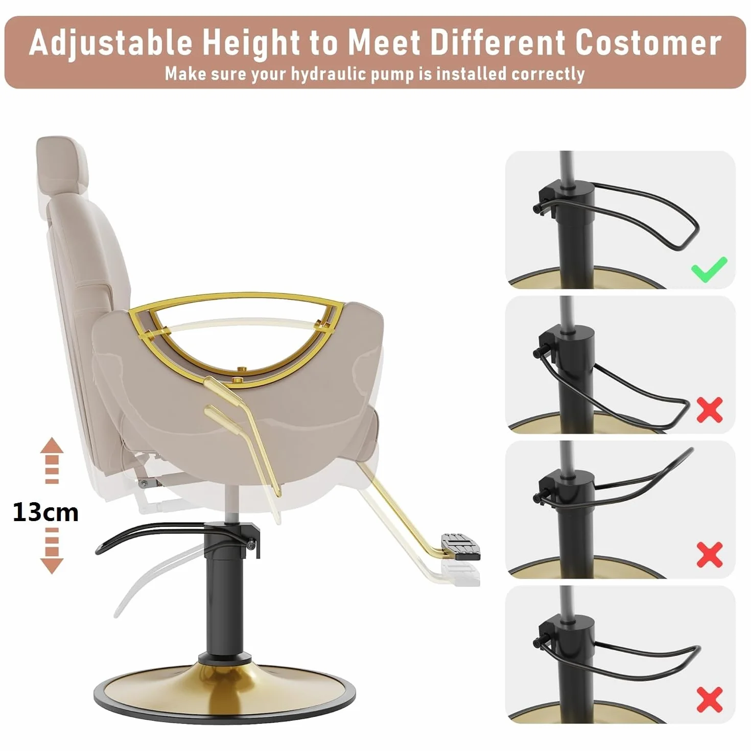Silla de peluquería profesional giratoria 360° altura regulable reposacabezas ajustable reposapiés carga 150 kg