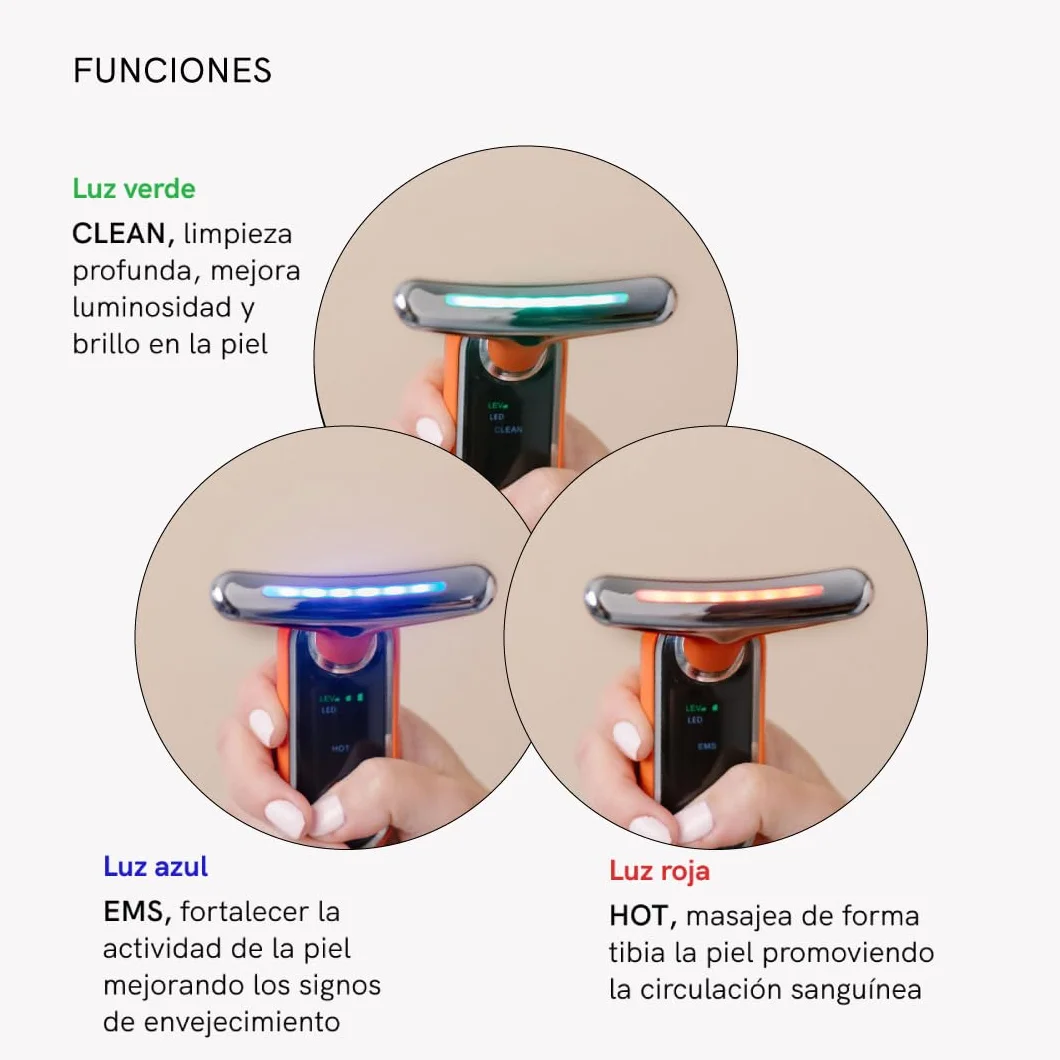 MASDERM Masajeador Facial y Cuello Profesional Radiofrecuencia 500 ml, Luz Roja RF, Lifting Facial 2 Pack