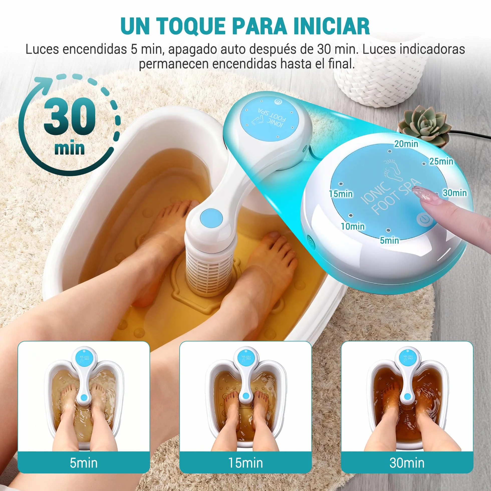 Baño de Pies Iónico Detox, SPA de Un Toque para Casa, Tecnología de Electrolysis y Bienestar