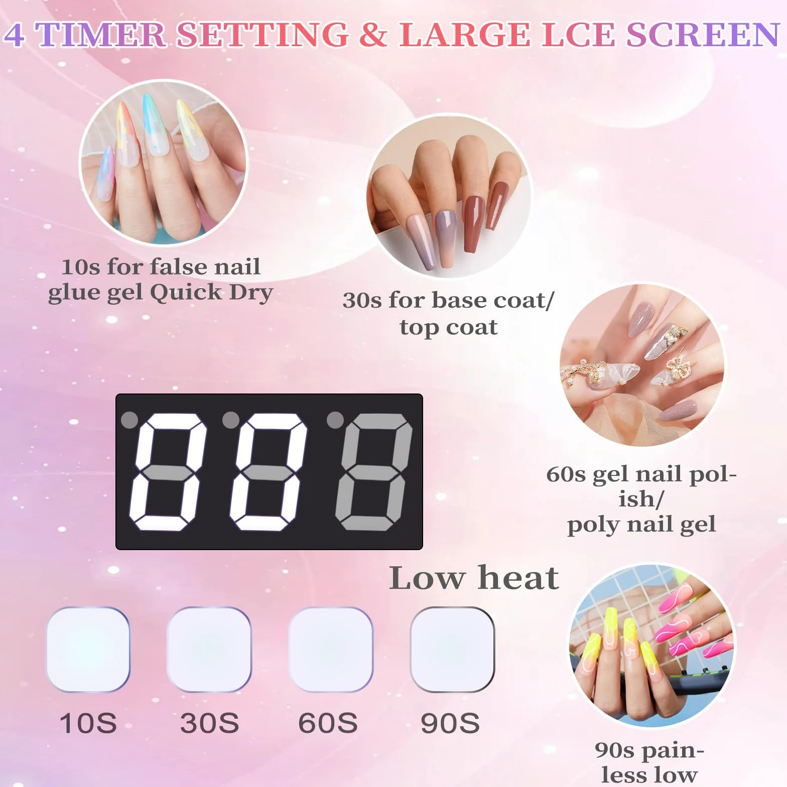 Lámpara de uñas LED UV recargable de 96 W, luz UV inalámbrica portátil para uñas con pantalla LCD, sensor automático, 4 ajustes de temporizador y secador de uñas con sensor inteligente, luz