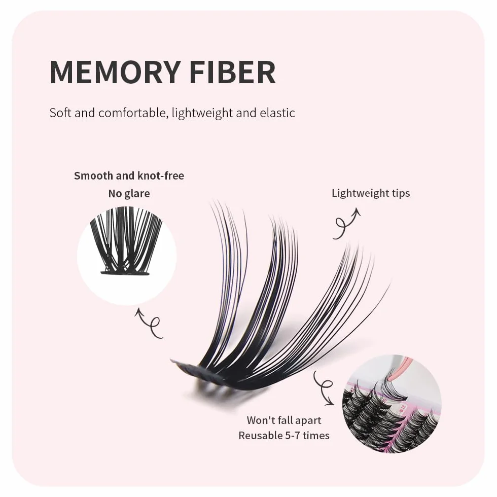 Pestañas Postizas Kit 60D 80D 100D 0.07mm D Curl 10-18mm Cluster Lashes Naturales DIY