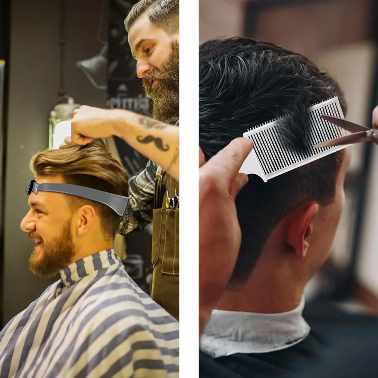Plantilla de Corte de Pelo, Peine Degradado Profesional con Cinta Ajustable de Silicona para Peluquería