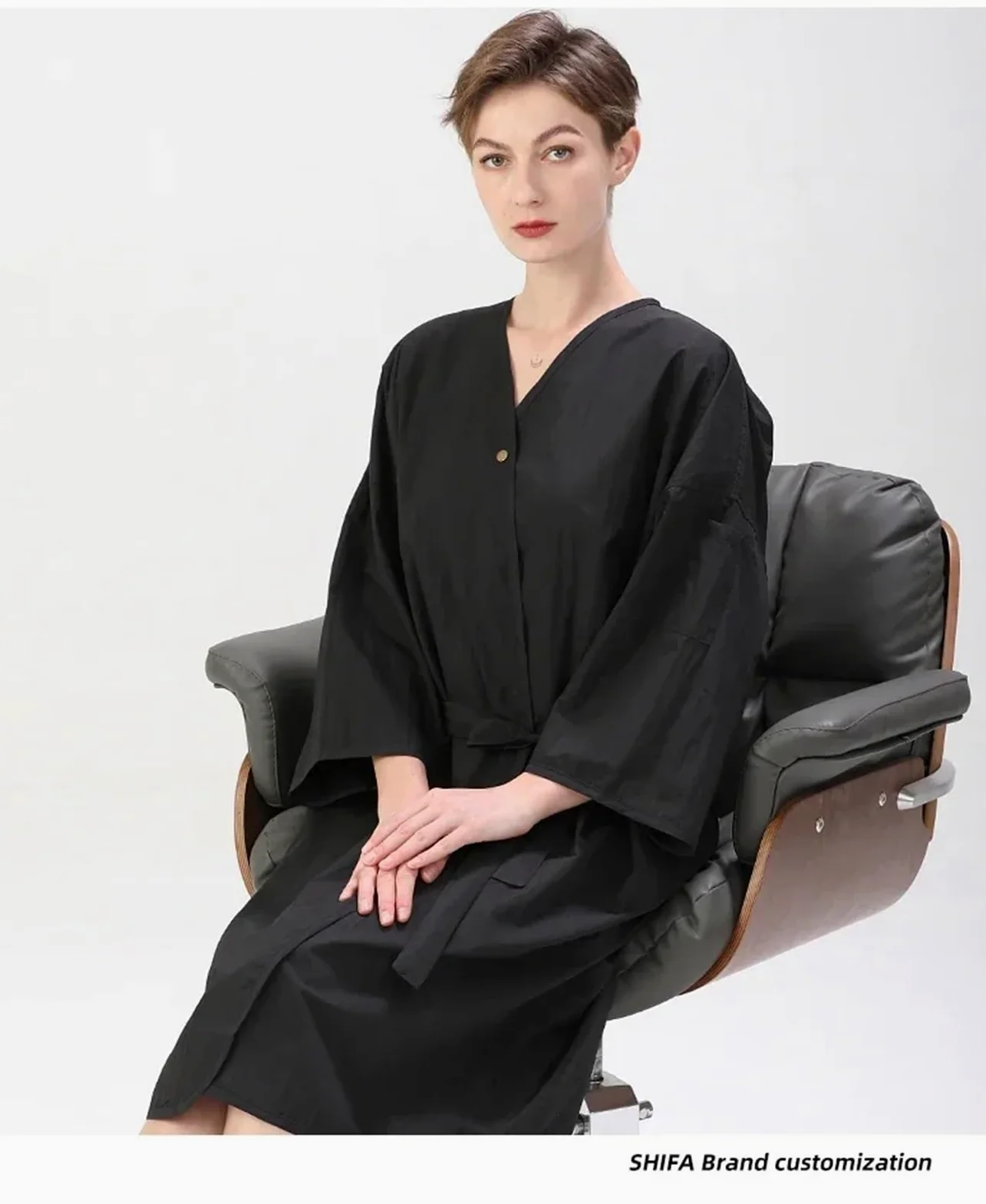 Tela para Cortar El Pelo Bata de peluquería, Bata de Cliente, Albornoces de Mujer, Capa de Corte de Pelo, Ropa de peluquería Profesional, Delantal de peluquería Capa Peluqueria(Gray)
