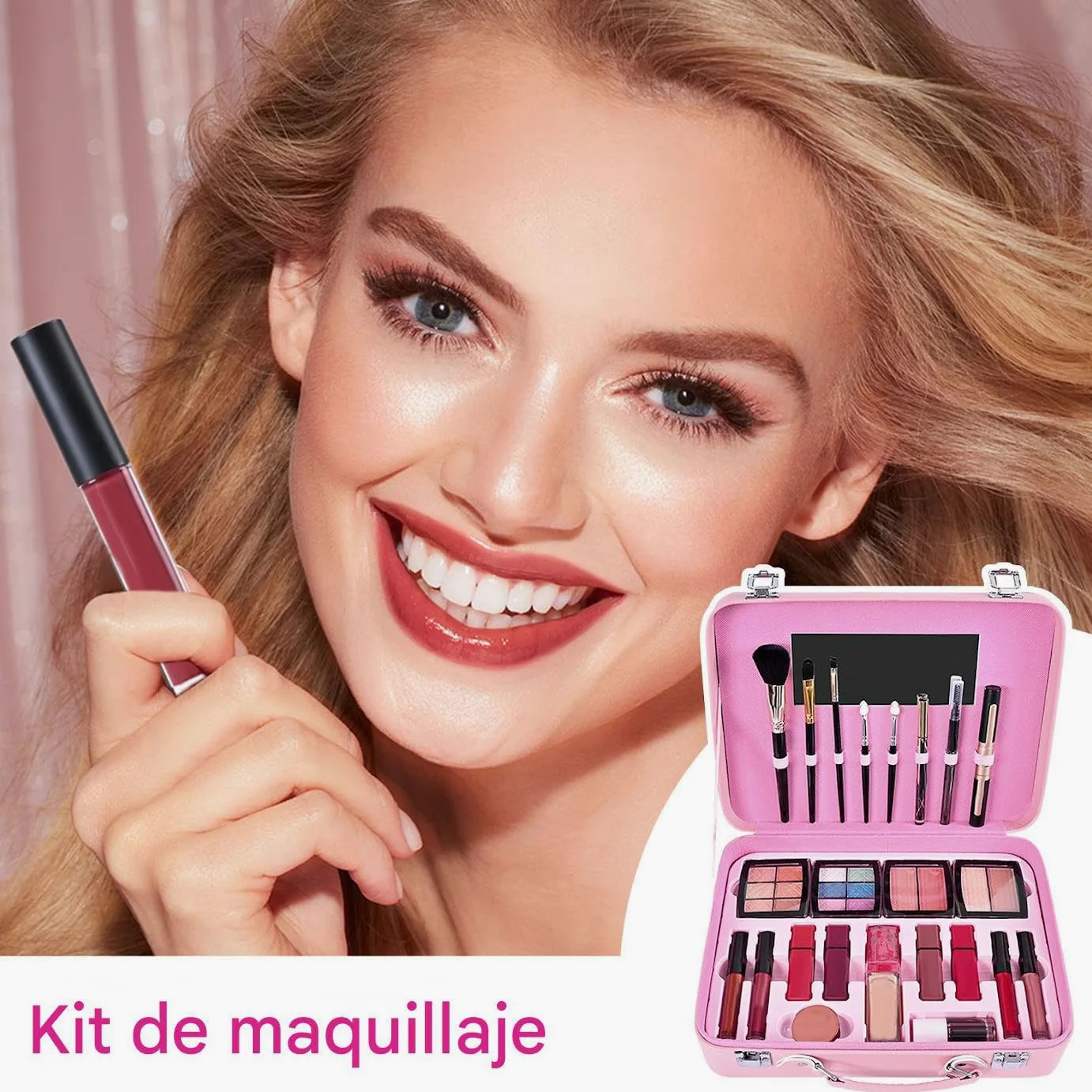 Colección De Maquillaje Para Mujeres Paleta Cosmética Portátil | Kit De Maquillaje Portátil Impermeable para Damas Madres Abuelas Novias Cumpleaños y Citas